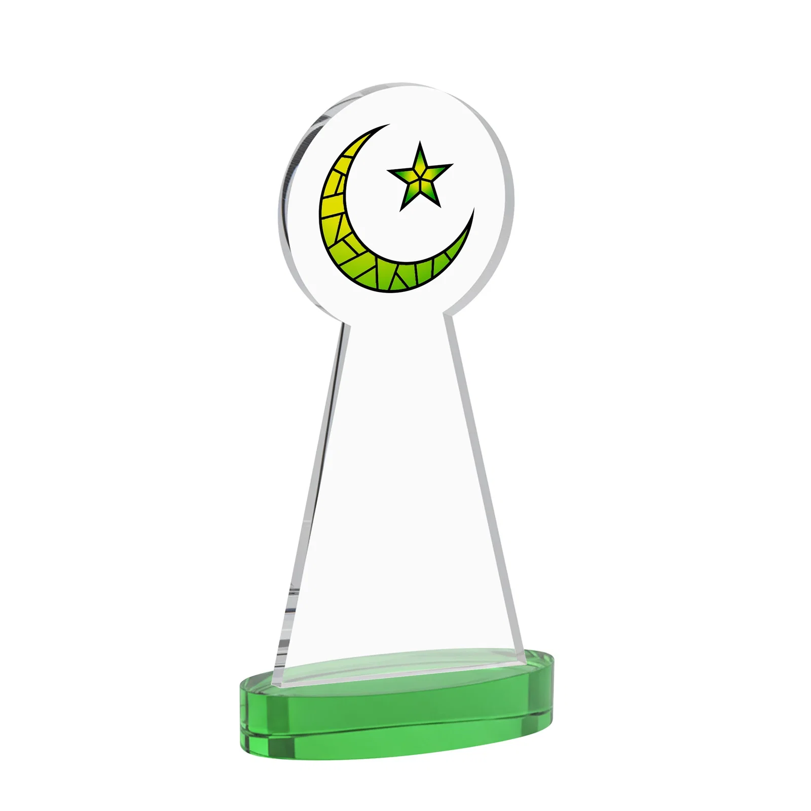 Promotional Starfire Crescent and Star Award with Choice of Base Color, with your logo for sales achievement awards