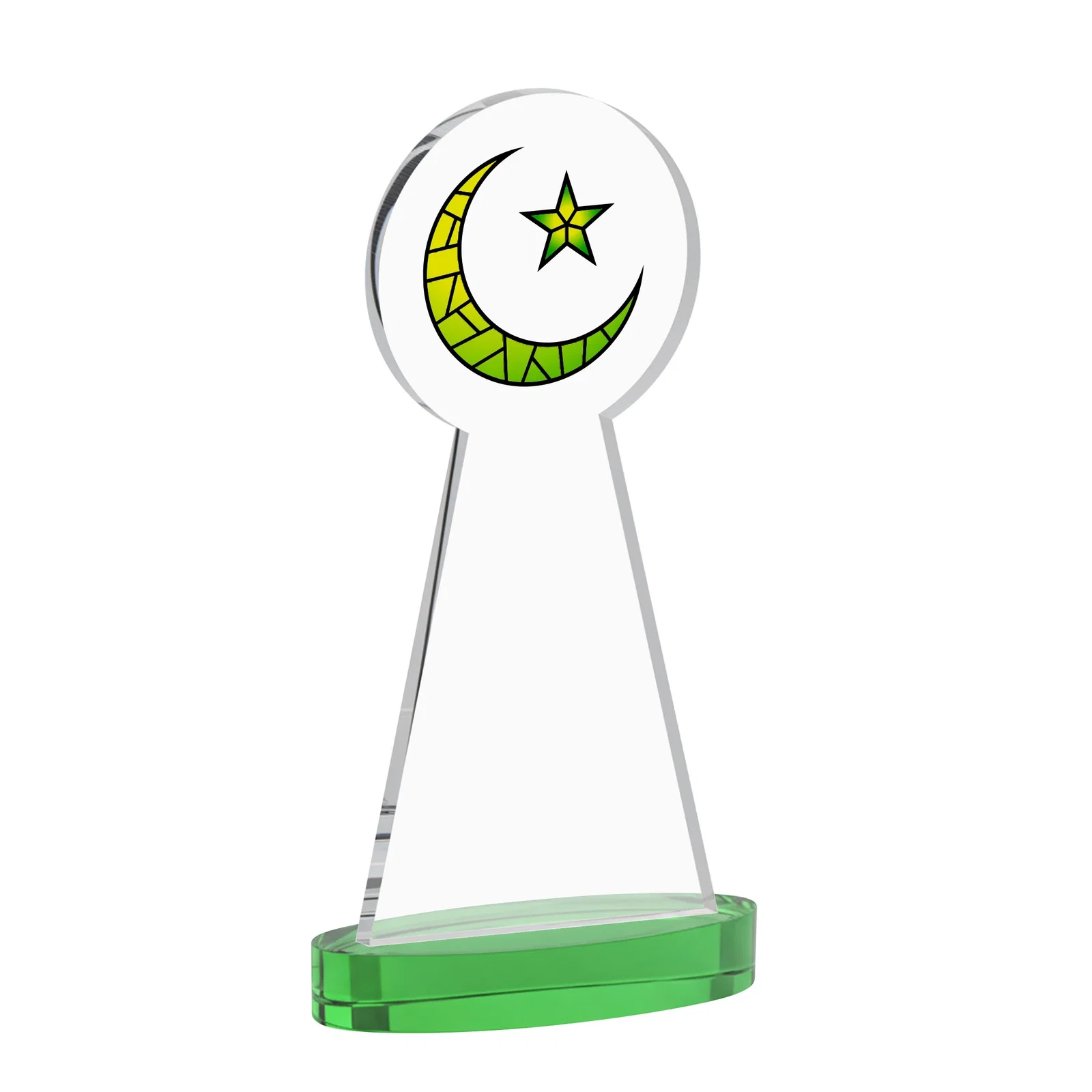 Promotional Starfire Crescent and Star Award with Choice of Base Color, with your logo for retirement presentations