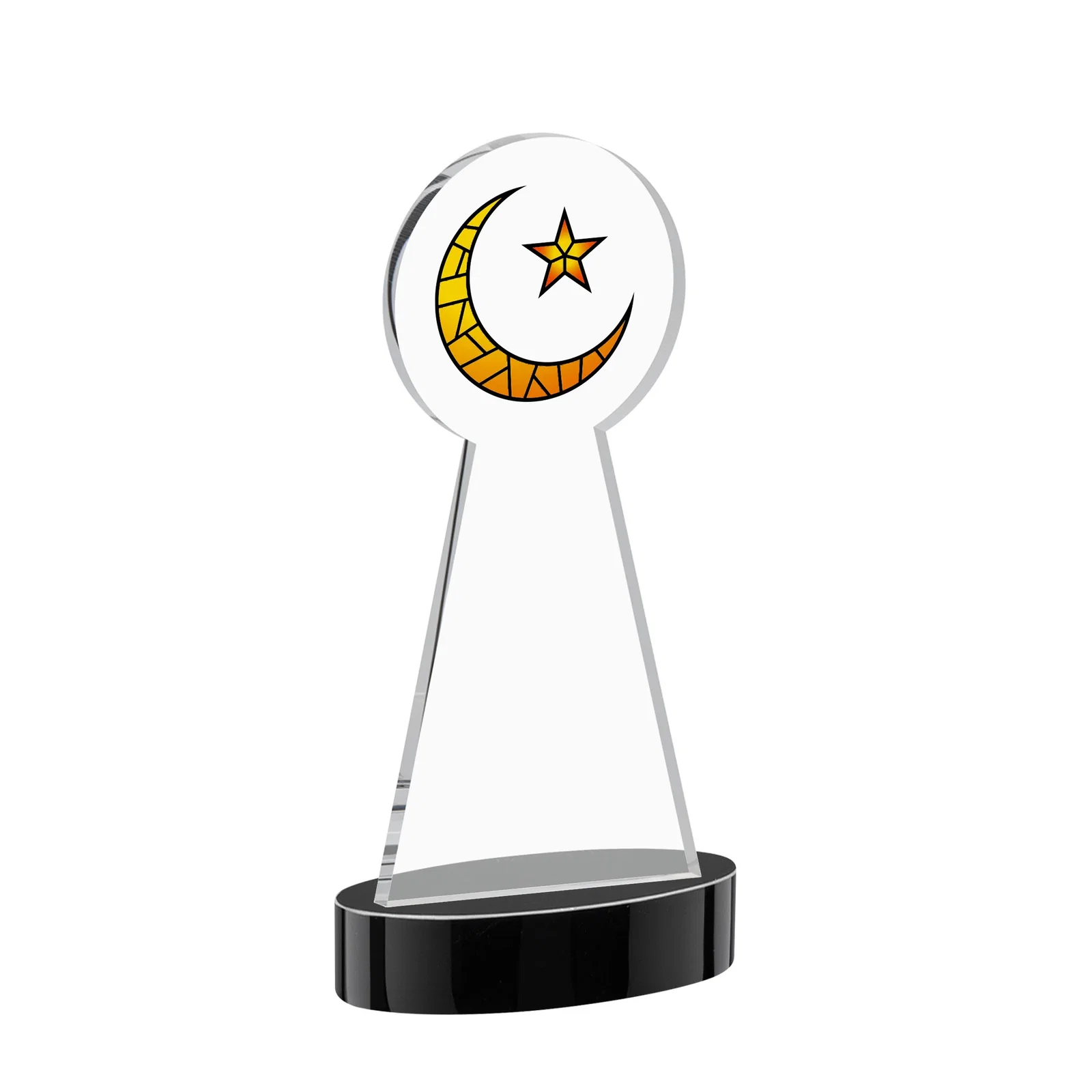 Promotional Starfire Crescent and Star Award with Choice of Base Color, with your logo for team milestone celebrations