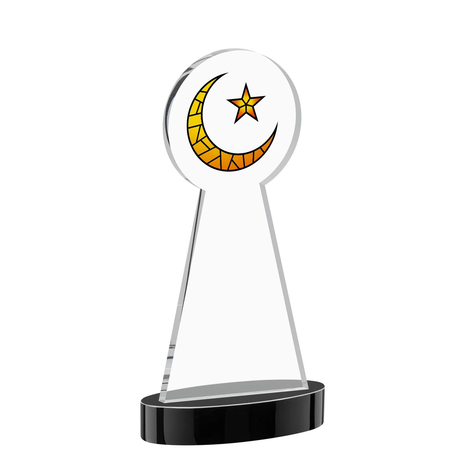 Promotional Starfire Crescent and Star Award with Choice of Base Color, with your logo for donor appreciation