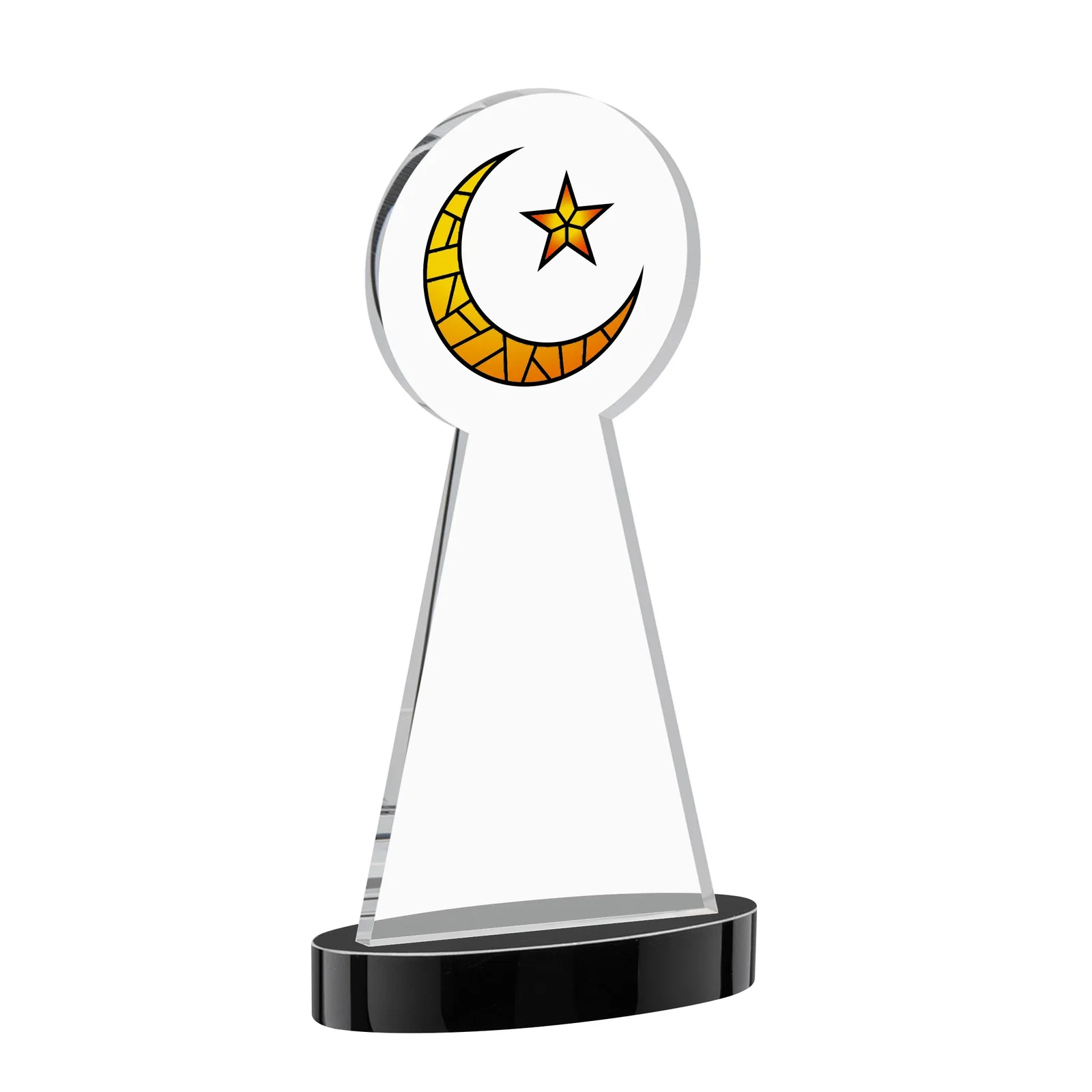 Promotional Starfire Crescent and Star Award with Choice of Base Color, with your logo for graduation ceremonies