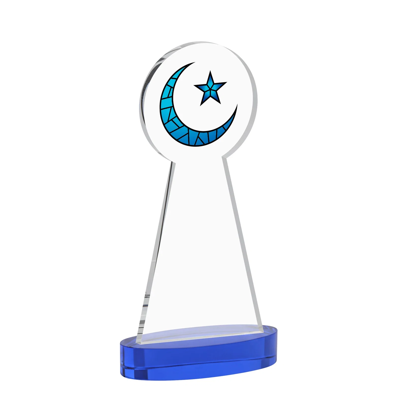 Promotional Starfire Crescent and Star Award with Choice of Base Color, with your logo for volunteer appreciation