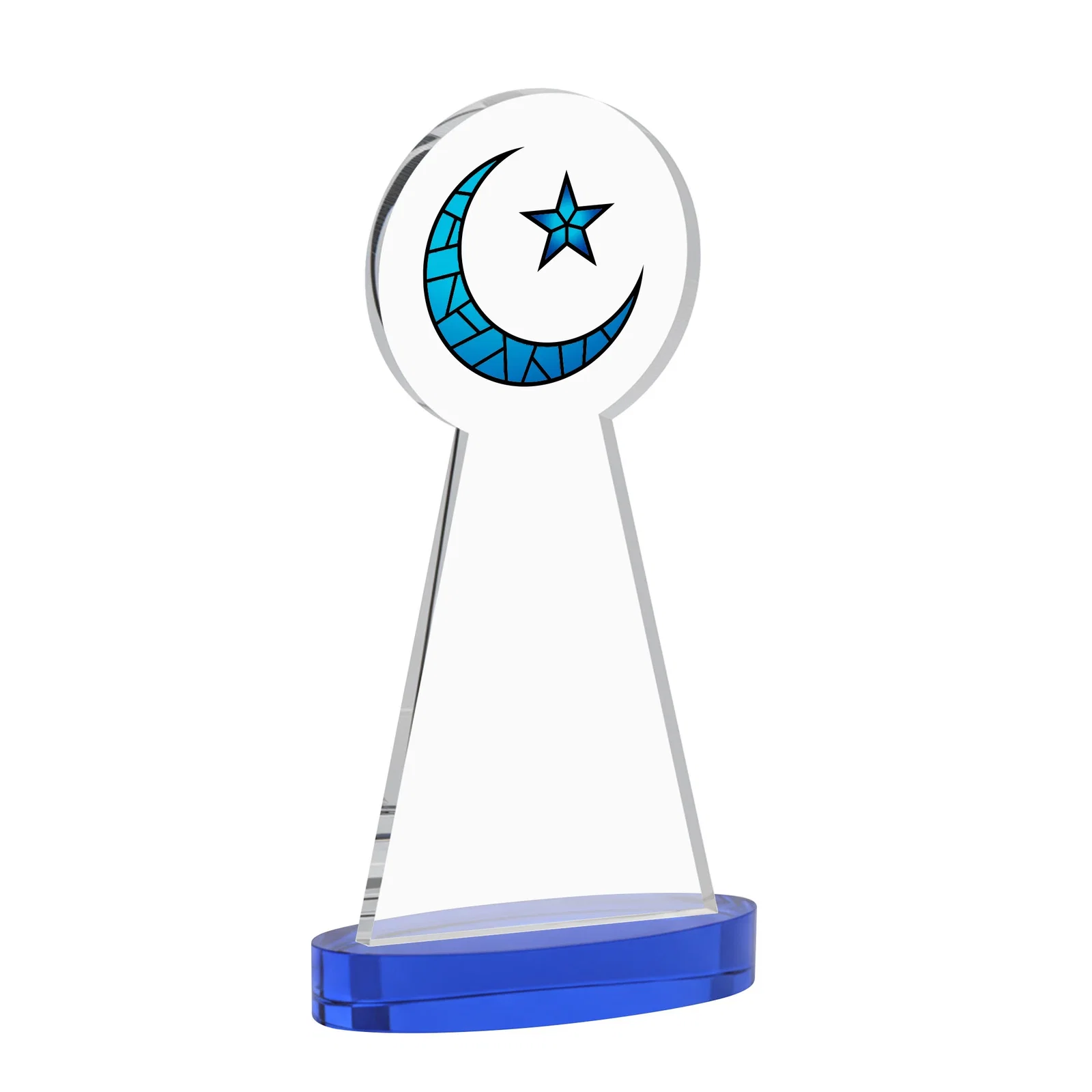 Promotional Starfire Crescent and Star Award with Choice of Base Color, with your logo for dealer and partner awards