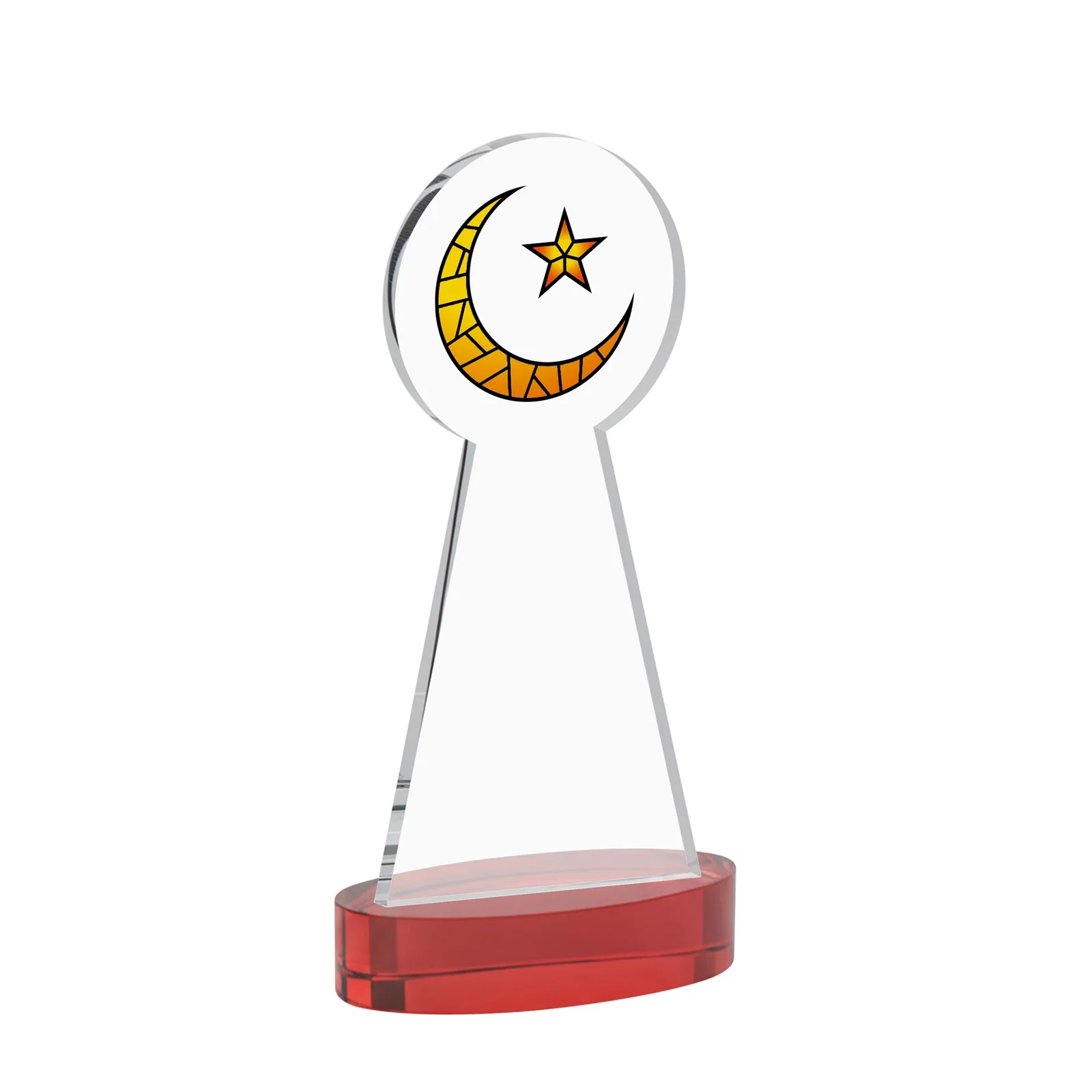 Promotional Starfire Crescent and Star Award with Choice of Base Color, with your logo for company anniversary events