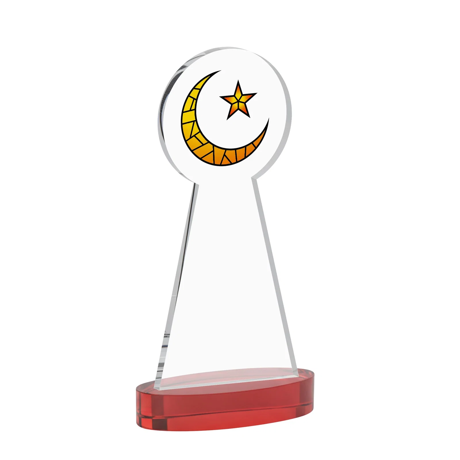 Branded Starfire Crescent and Star Award with Choice of Base Color, with your logo for employee recognition
