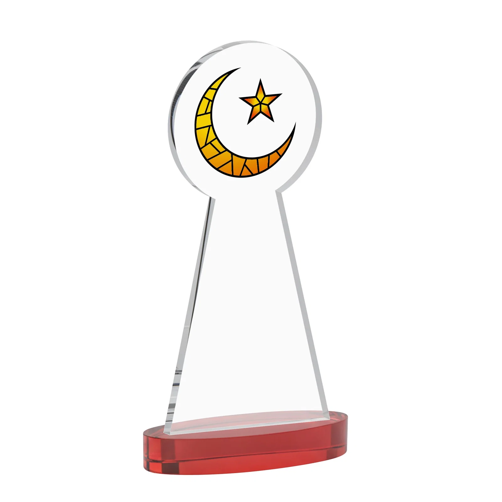 Branded Starfire Crescent and Star Award with Choice of Base Color, with your logo for corporate award ceremonies