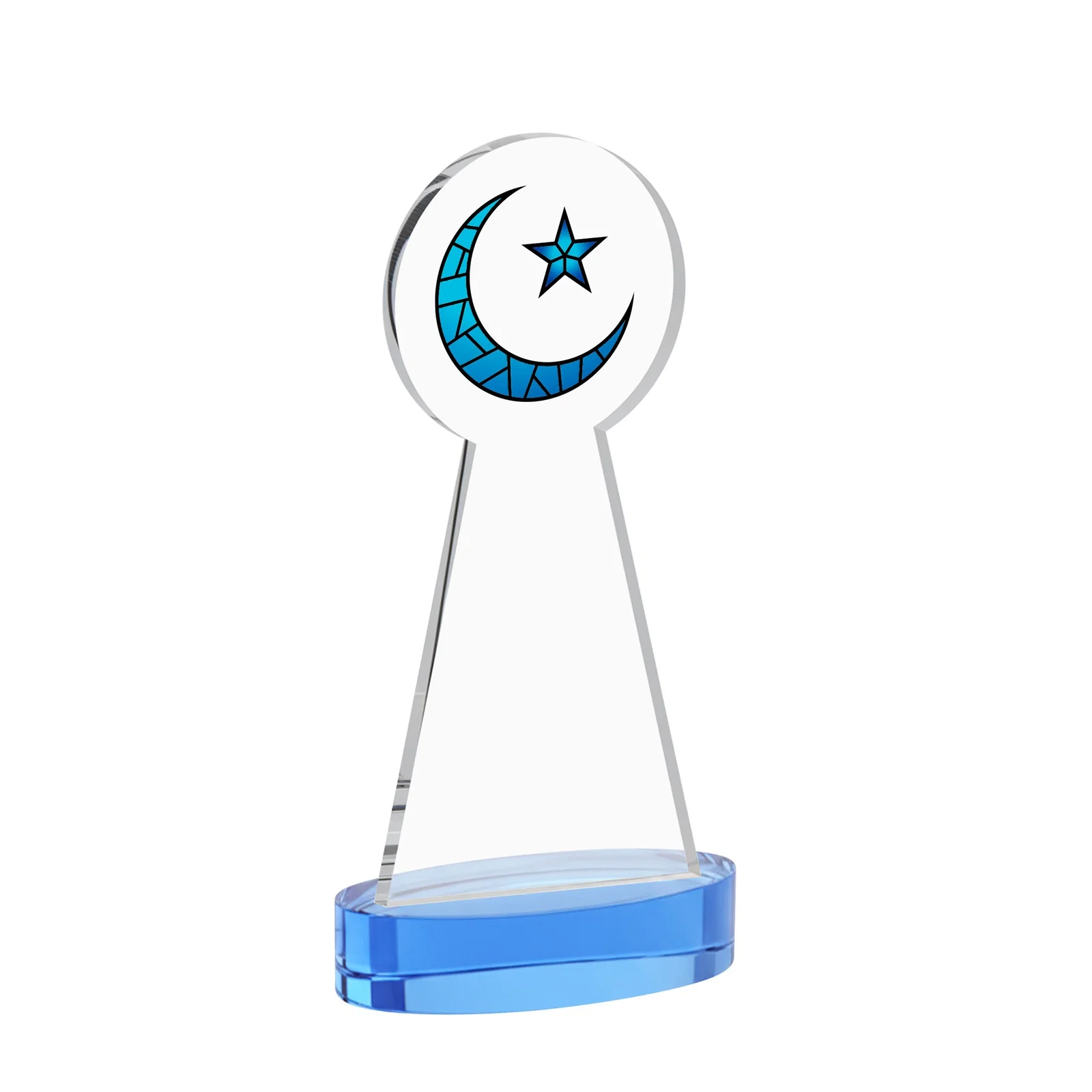 Branded Starfire Crescent and Star Award with Choice of Base Color, with your logo for service anniversary gifts