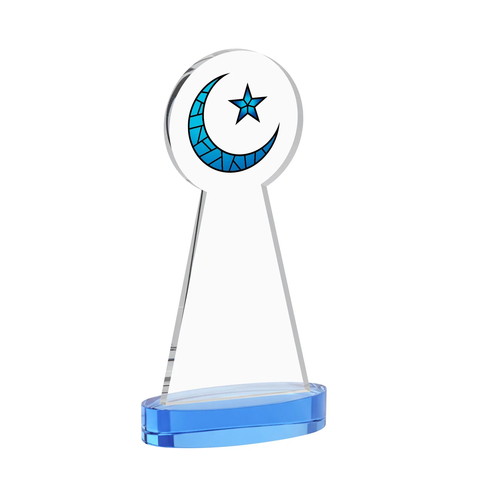 Branded Starfire Crescent and Star Award with Choice of Base Color, with your logo for sales achievement awards