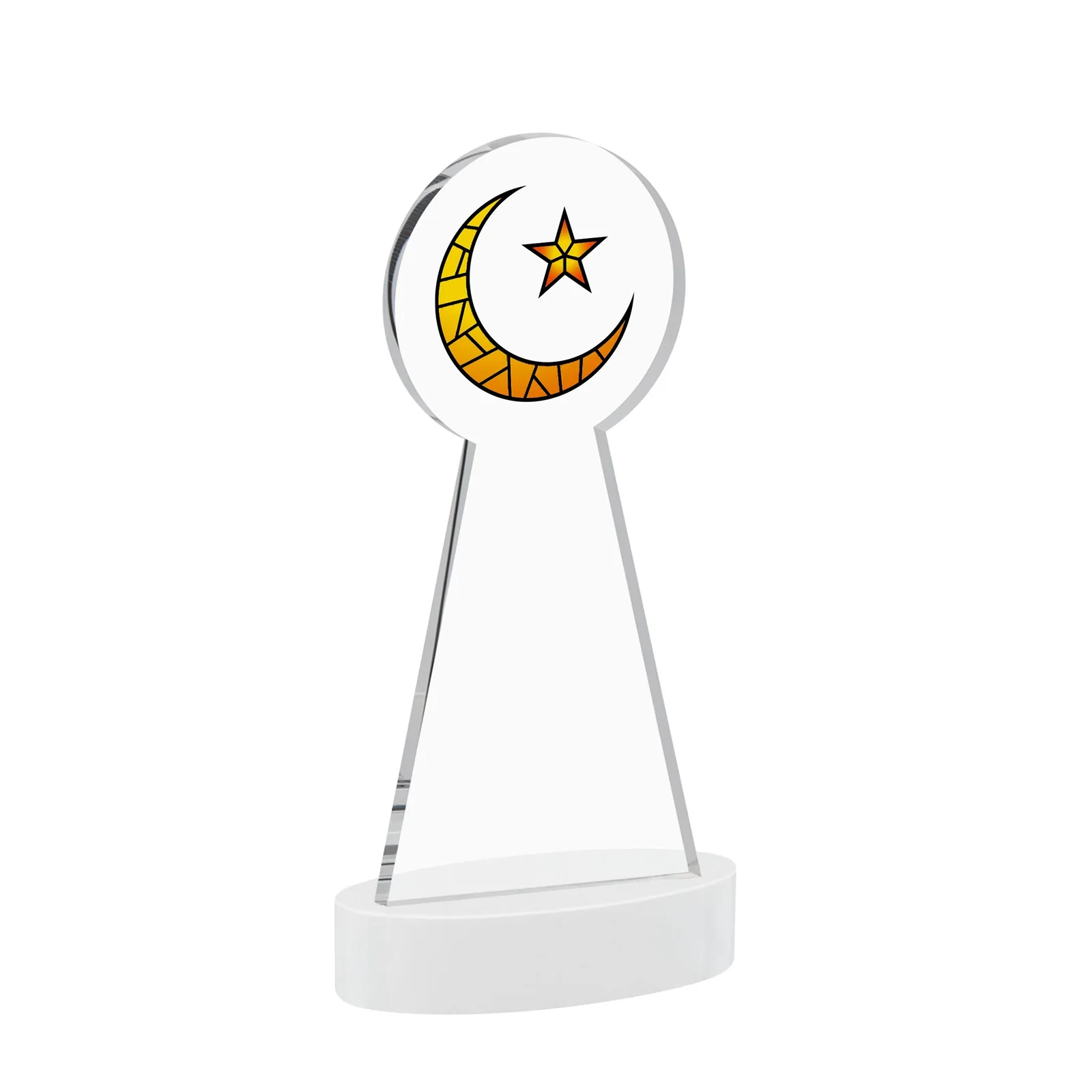 Branded Starfire Crescent and Star Award with Choice of Base Color, with your logo for team milestone celebrations