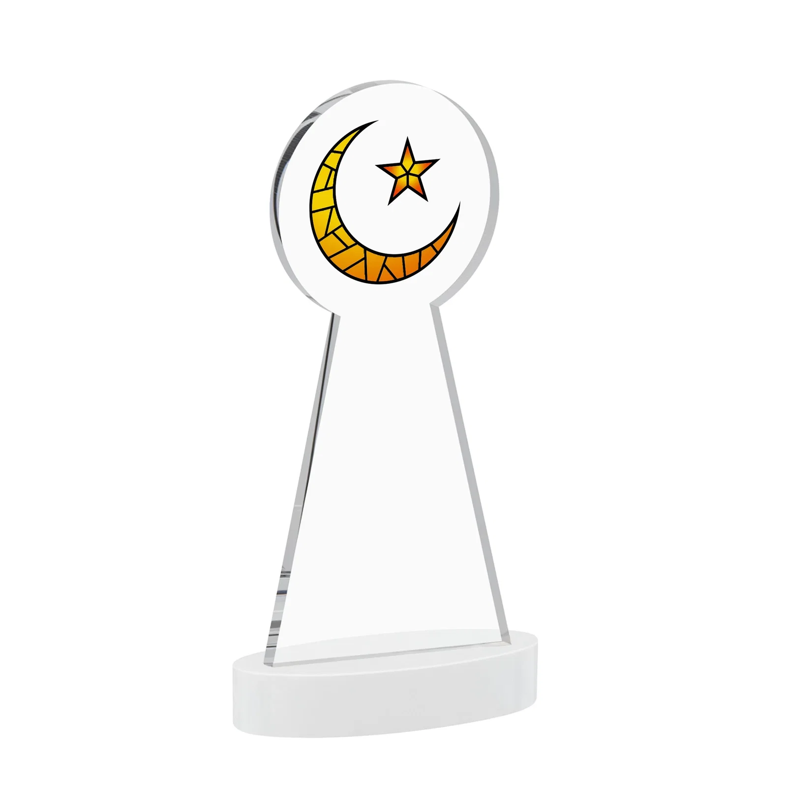 Branded Starfire Crescent and Star Award with Choice of Base Color, with your logo for donor appreciation