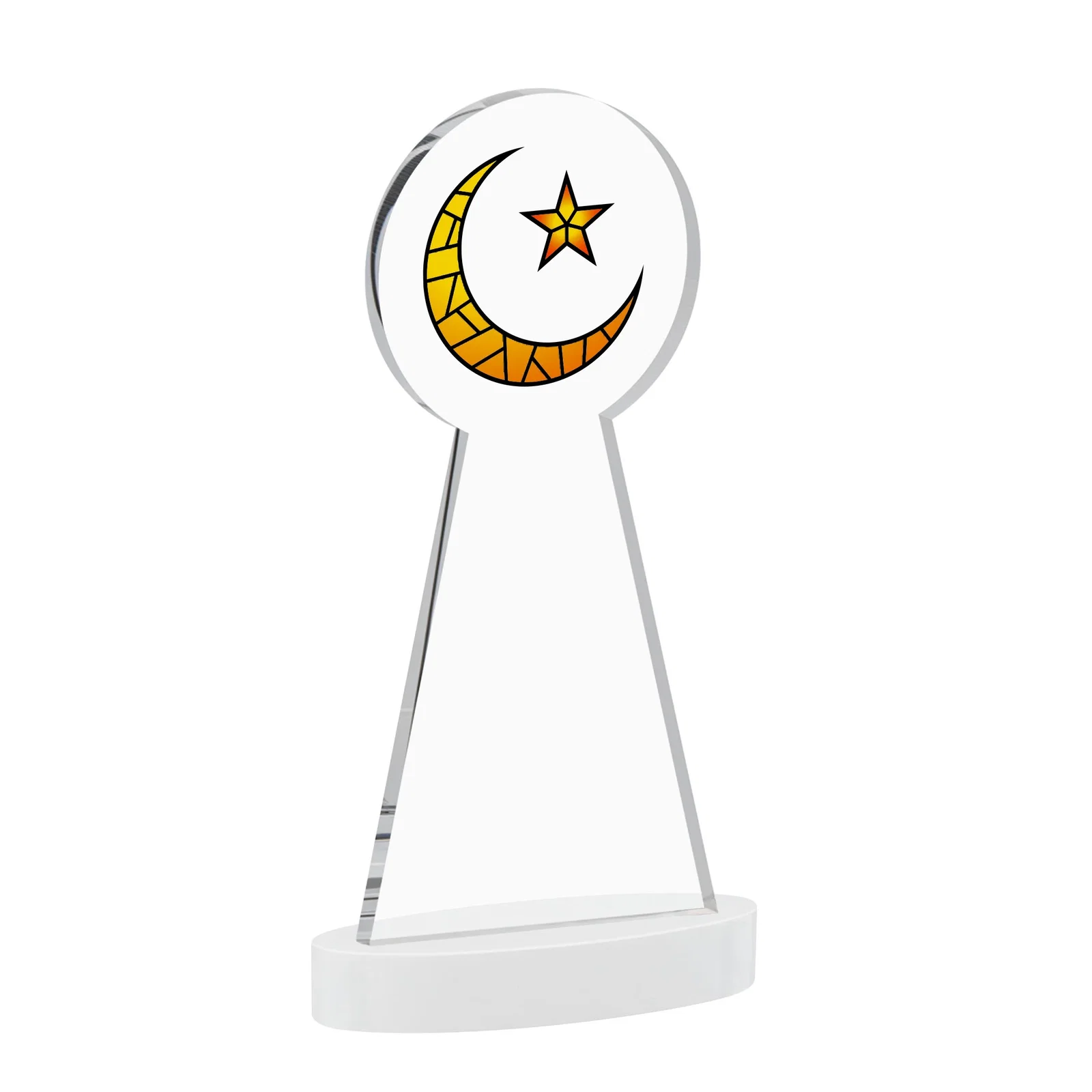 Branded Starfire Crescent and Star Award with Choice of Base Color, with your logo for graduation ceremonies