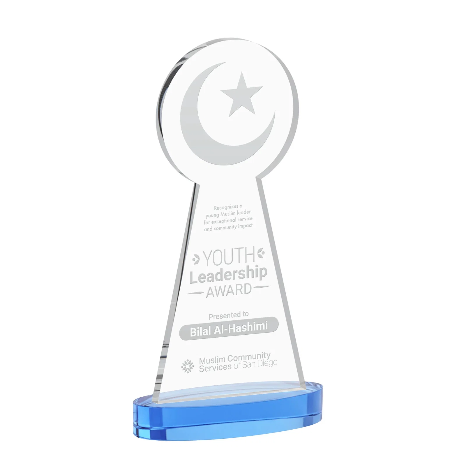 Promotional Starfire Crescent and Star Award with Choice of Base Color for safety achievement programs