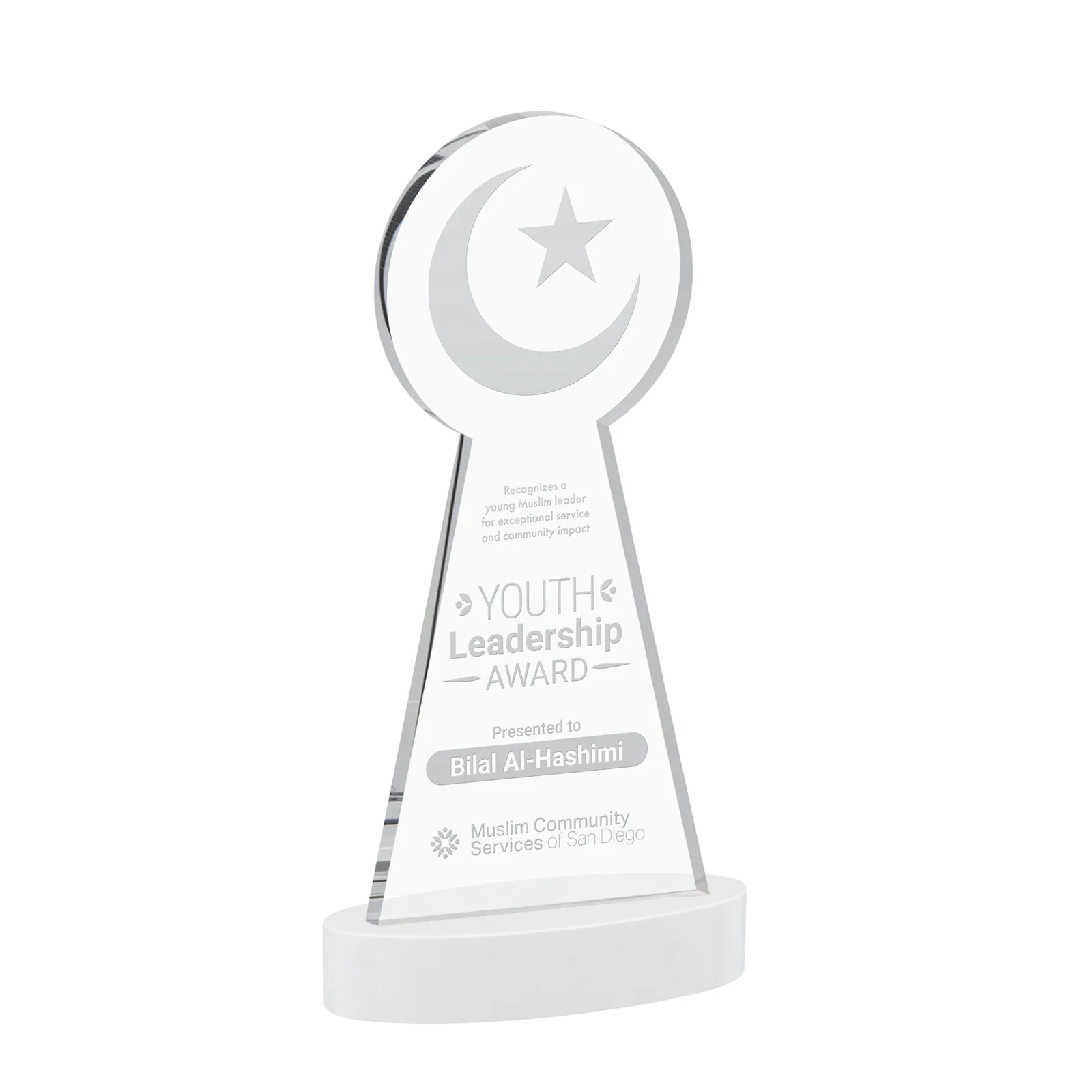 Promotional Starfire Crescent and Star Award with Choice of Base Color for company anniversary events