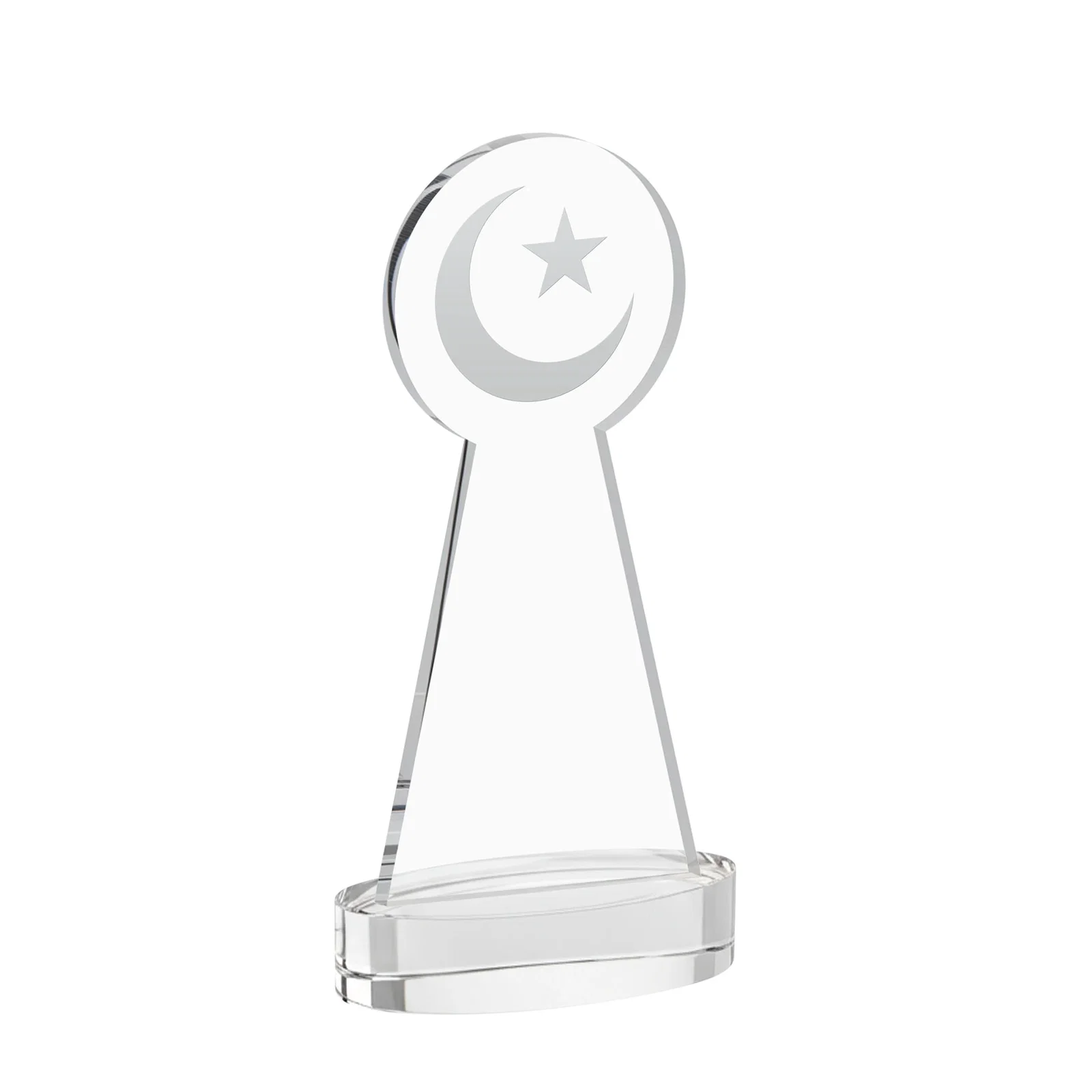 Custom engraved Starfire Crescent and Star Award with Choice of Base Color for service anniversary gifts