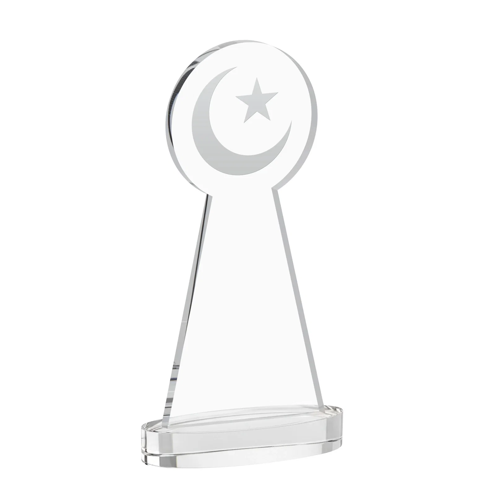 Custom engraved Starfire Crescent and Star Award with Choice of Base Color for retirement presentations