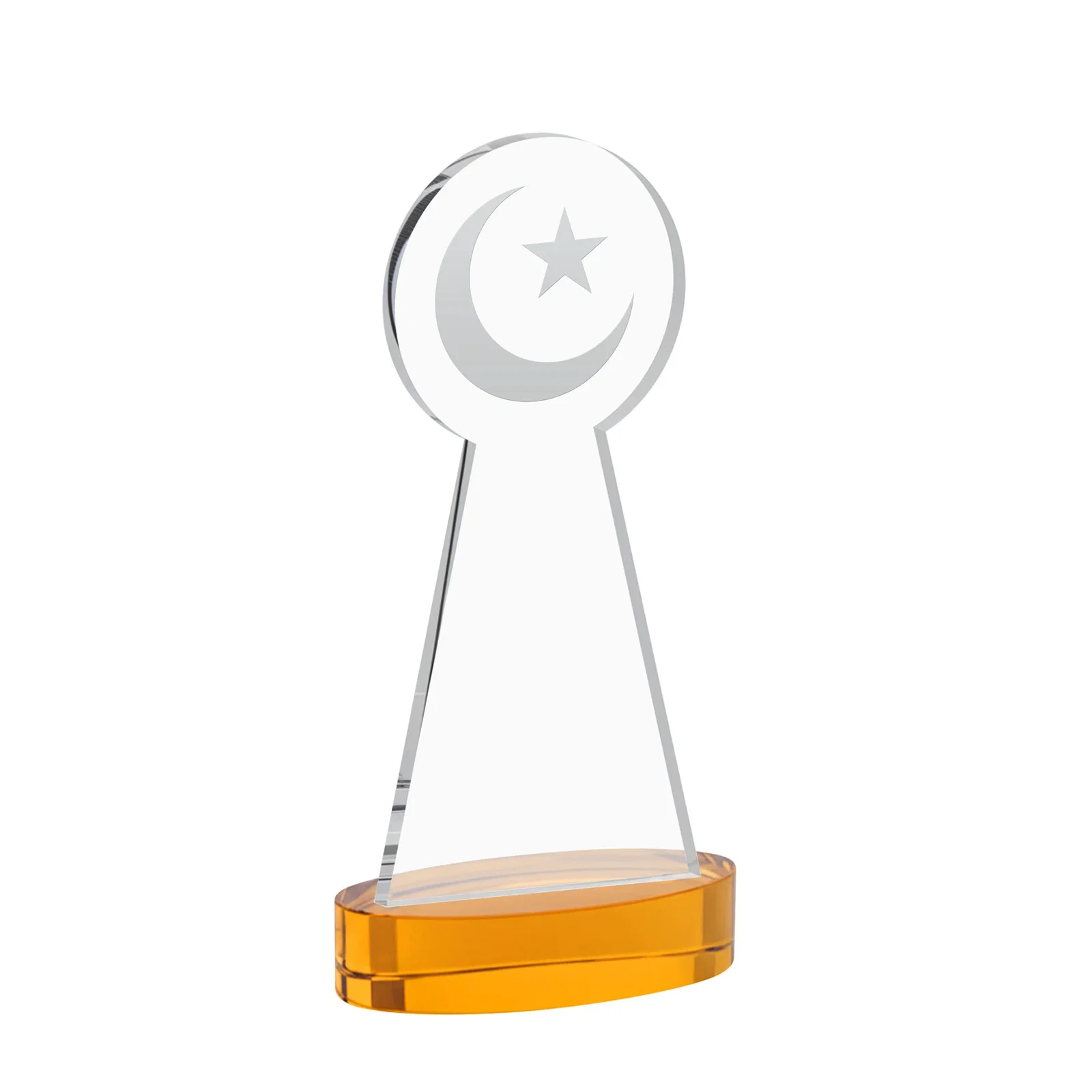 Custom engraved Starfire Crescent and Star Award with Choice of Base Color for team milestone celebrations