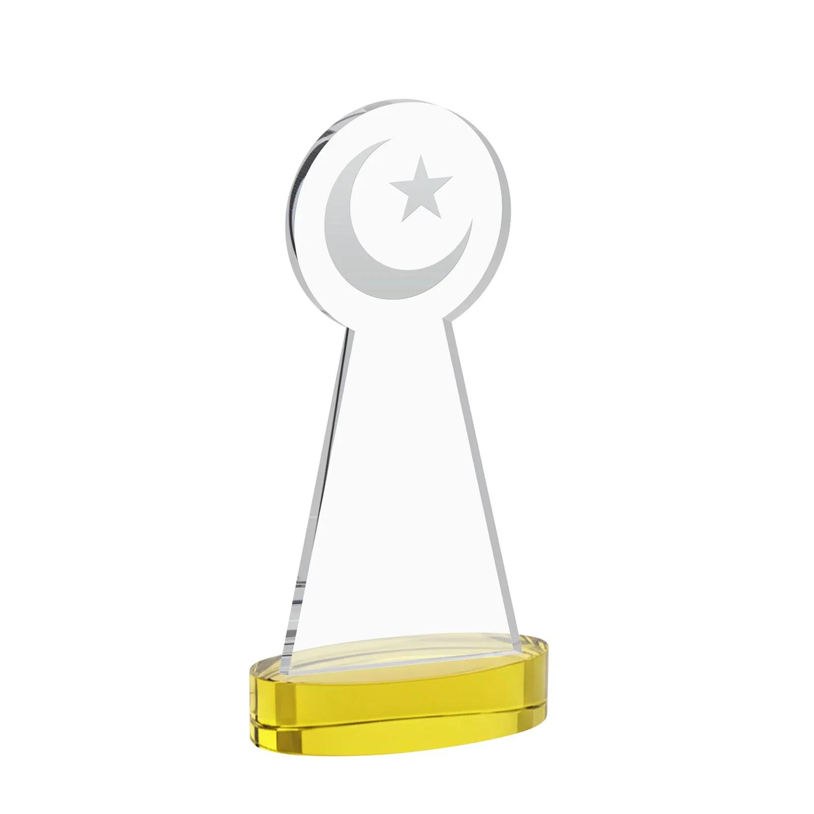 Custom engraved Starfire Crescent and Star Award with Choice of Base Color for safety achievement programs