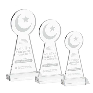 Starfire Crescent and Star Award on a Front-Mitered Base
