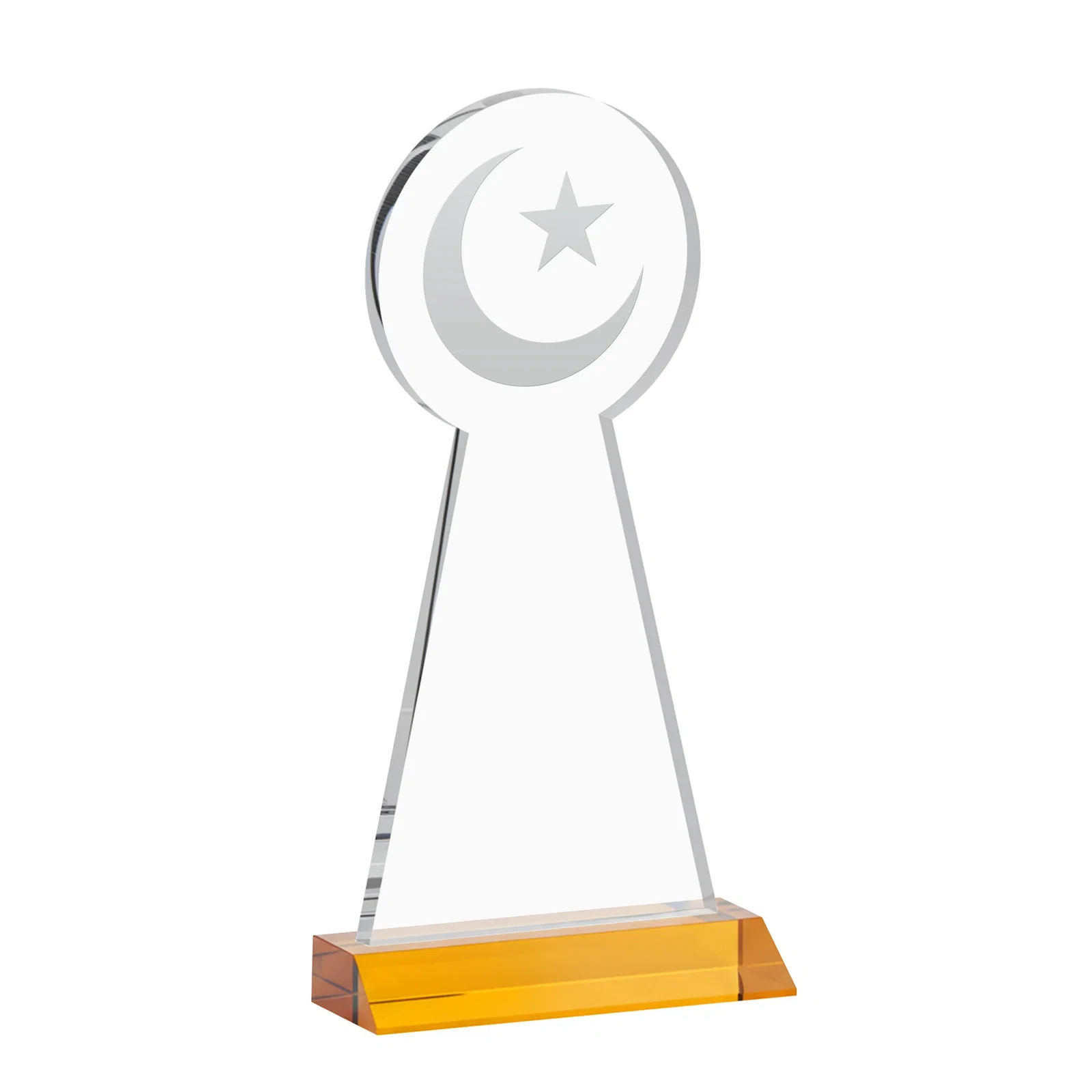 Personalized Starfire Crescent and Star Award on a Front-Mitered Base, with your logo for employee recognition