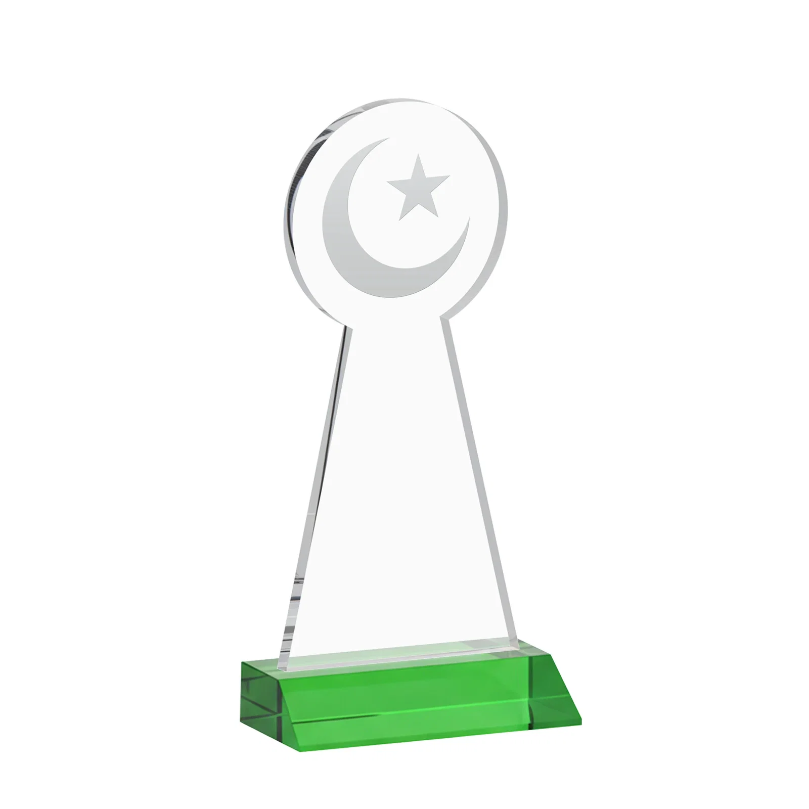 Personalized Starfire Crescent and Star Award on a Front-Mitered Base, with your logo for corporate award ceremonies