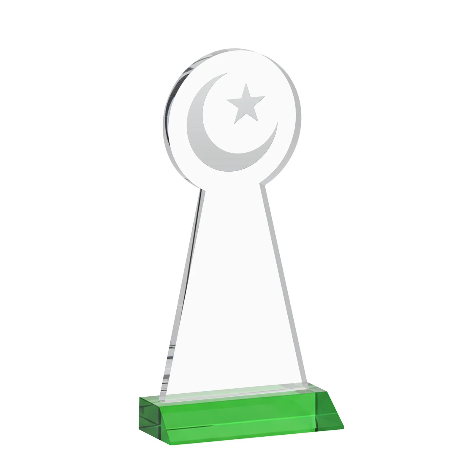 Personalized Starfire Crescent and Star Award on a Front-Mitered Base, with your logo for service anniversary gifts