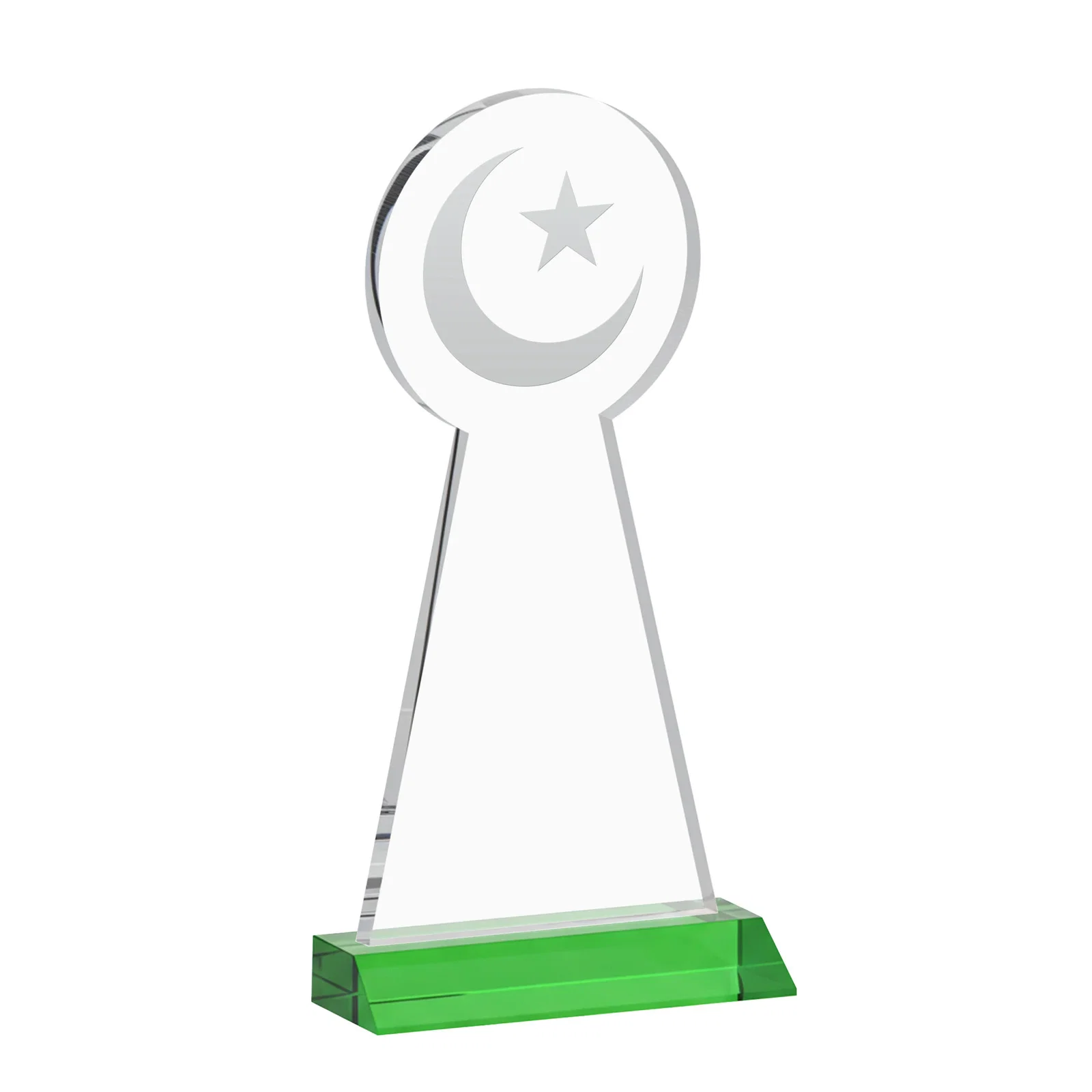 Personalized Starfire Crescent and Star Award on a Front-Mitered Base, with your logo for sales achievement awards