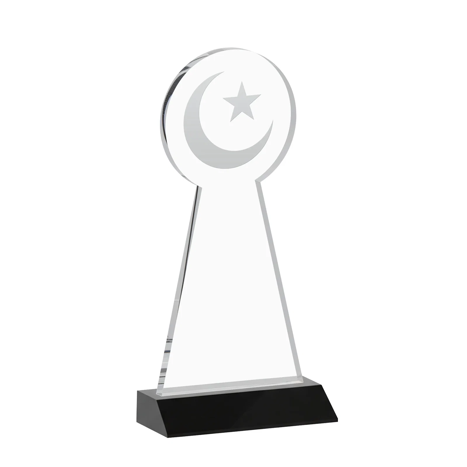 Personalized Starfire Crescent and Star Award on a Front-Mitered Base, with your logo for team milestone celebrations