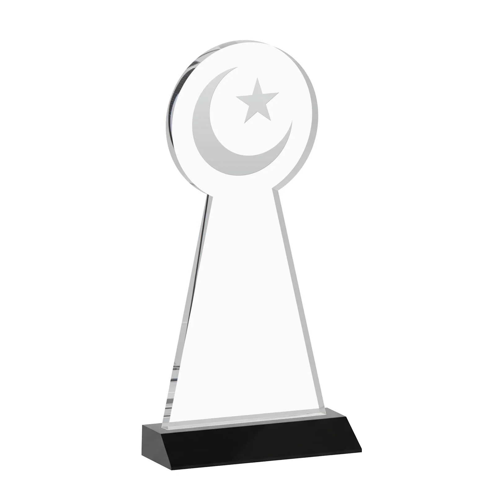 Personalized Starfire Crescent and Star Award on a Front-Mitered Base, with your logo for donor appreciation