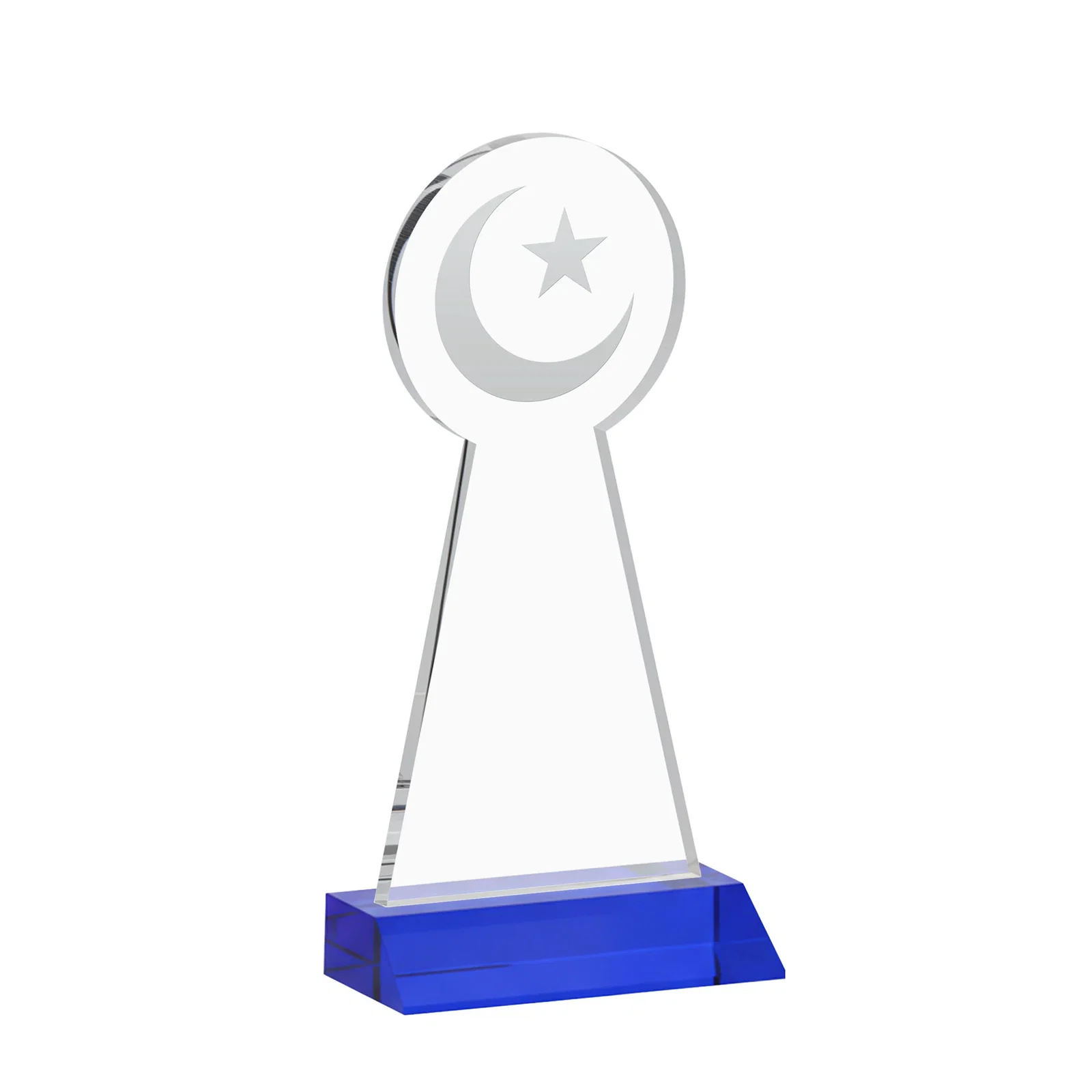 Personalized Starfire Crescent and Star Award on a Front-Mitered Base, with your logo for graduation ceremonies