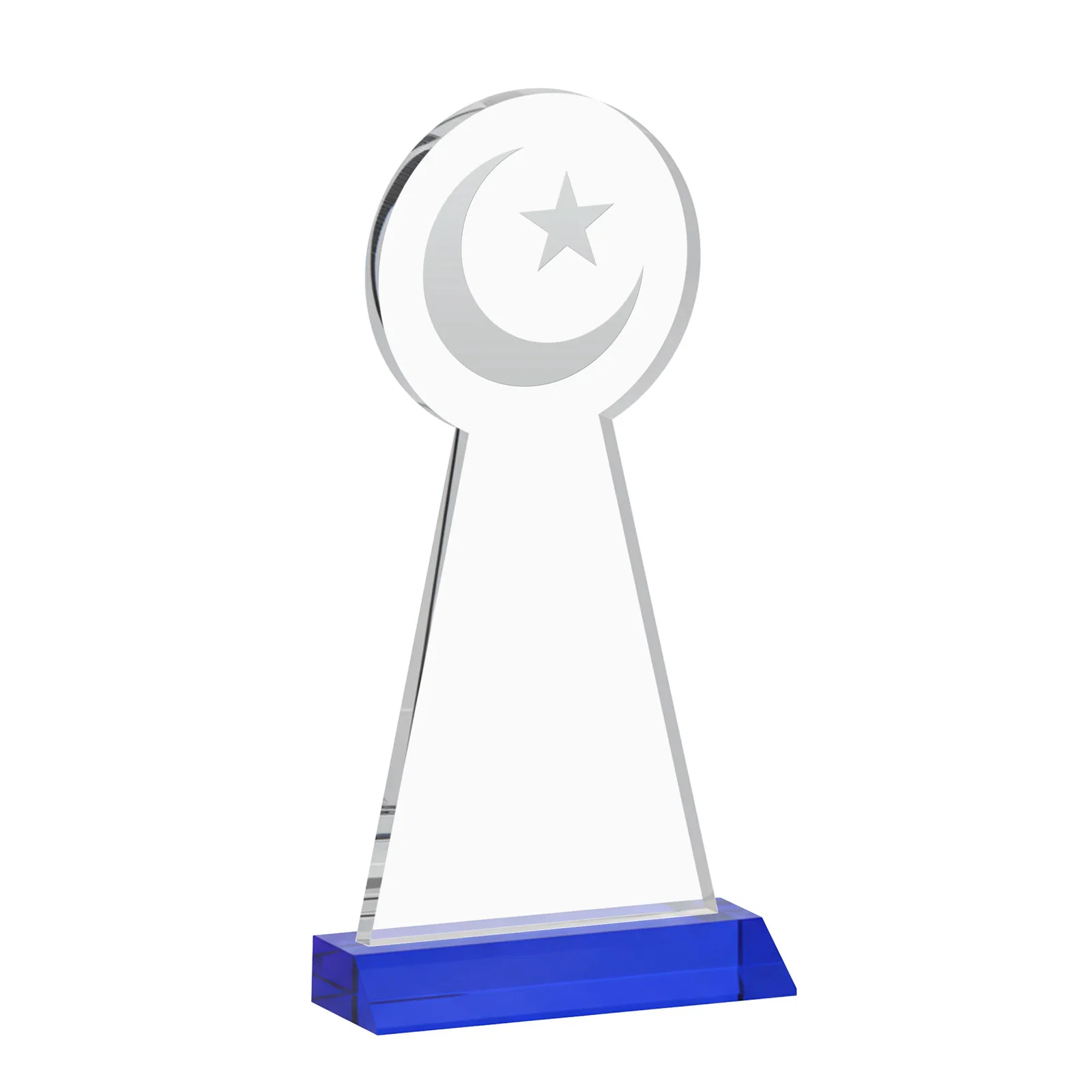 Personalized Starfire Crescent and Star Award on a Front-Mitered Base, with your logo for volunteer appreciation