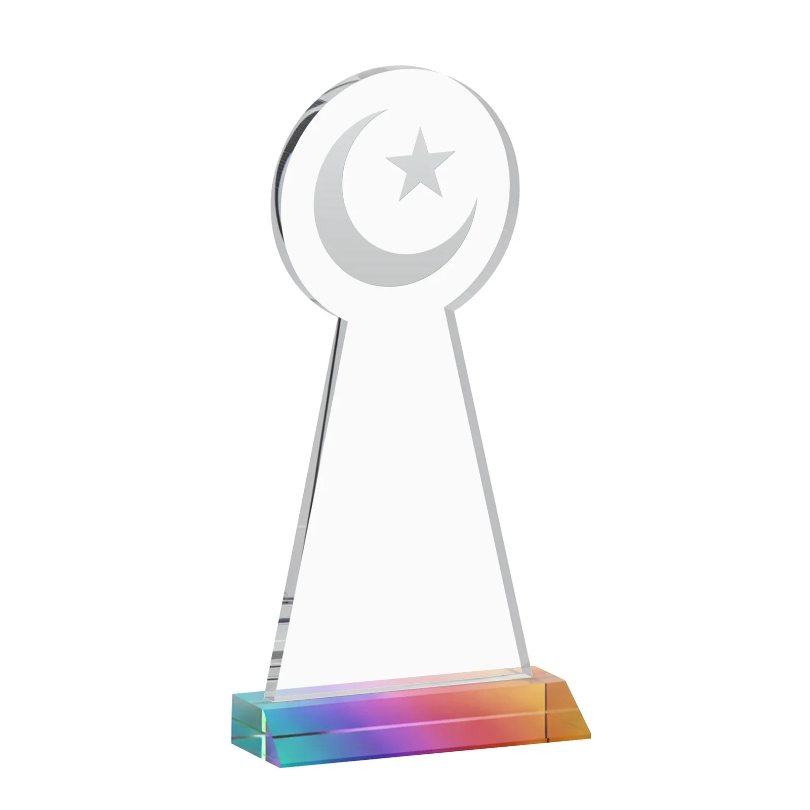 Promotional Starfire Crescent and Star Award on a Front-Mitered Base, with your logo for employee recognition