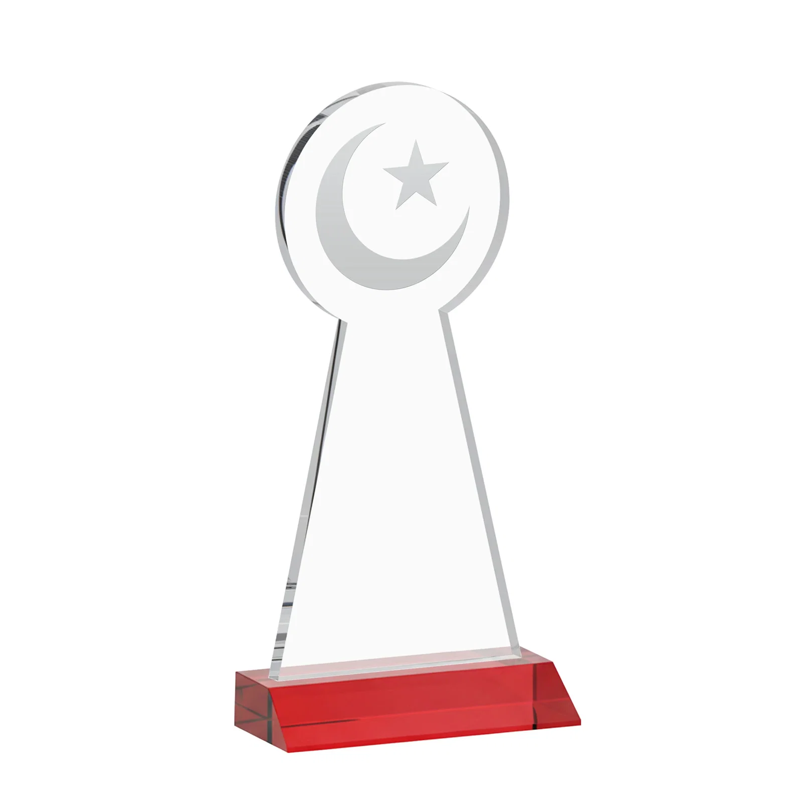 Promotional Starfire Crescent and Star Award on a Front-Mitered Base, with your logo for service anniversary gifts