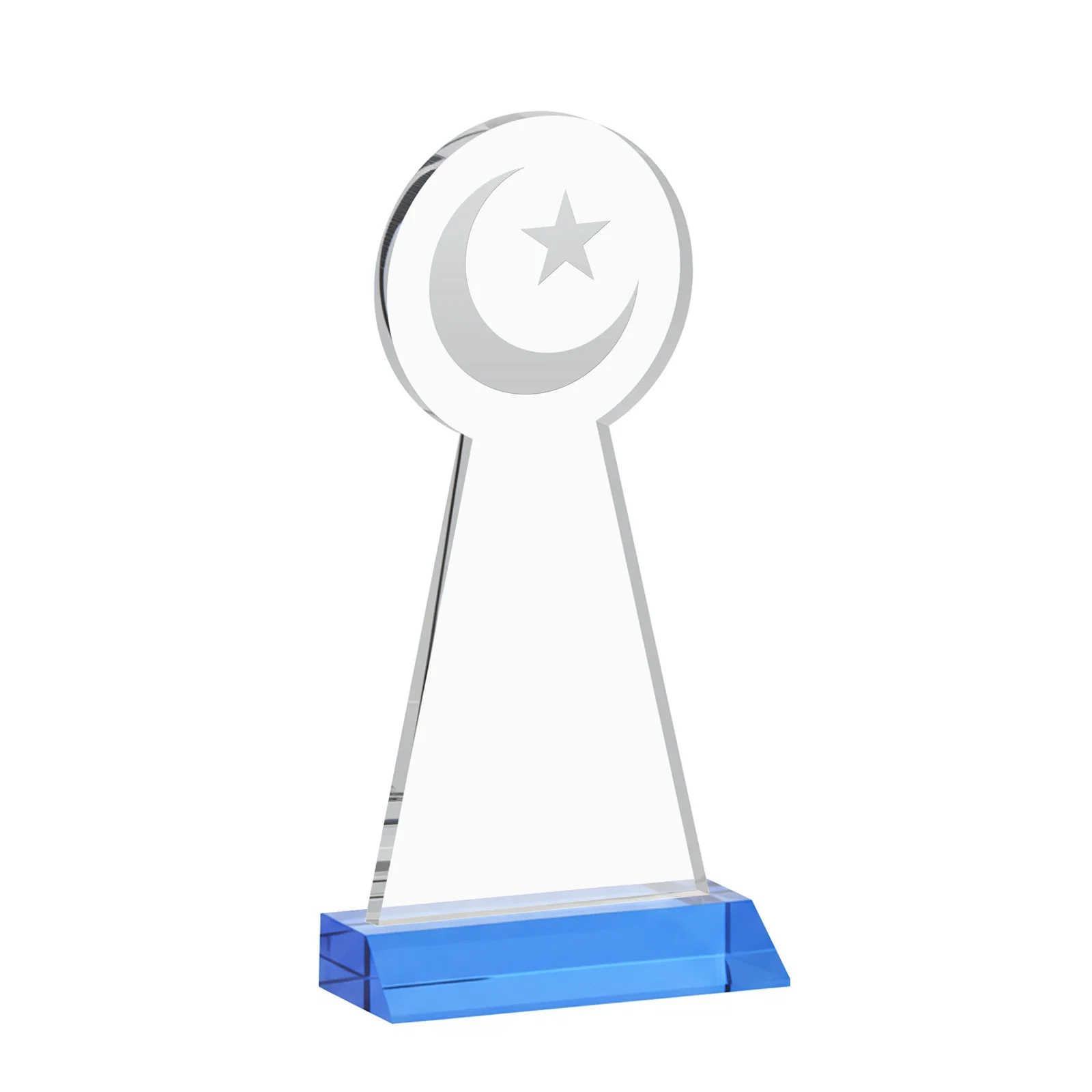 Promotional Starfire Crescent and Star Award on a Front-Mitered Base, with your logo for team milestone celebrations