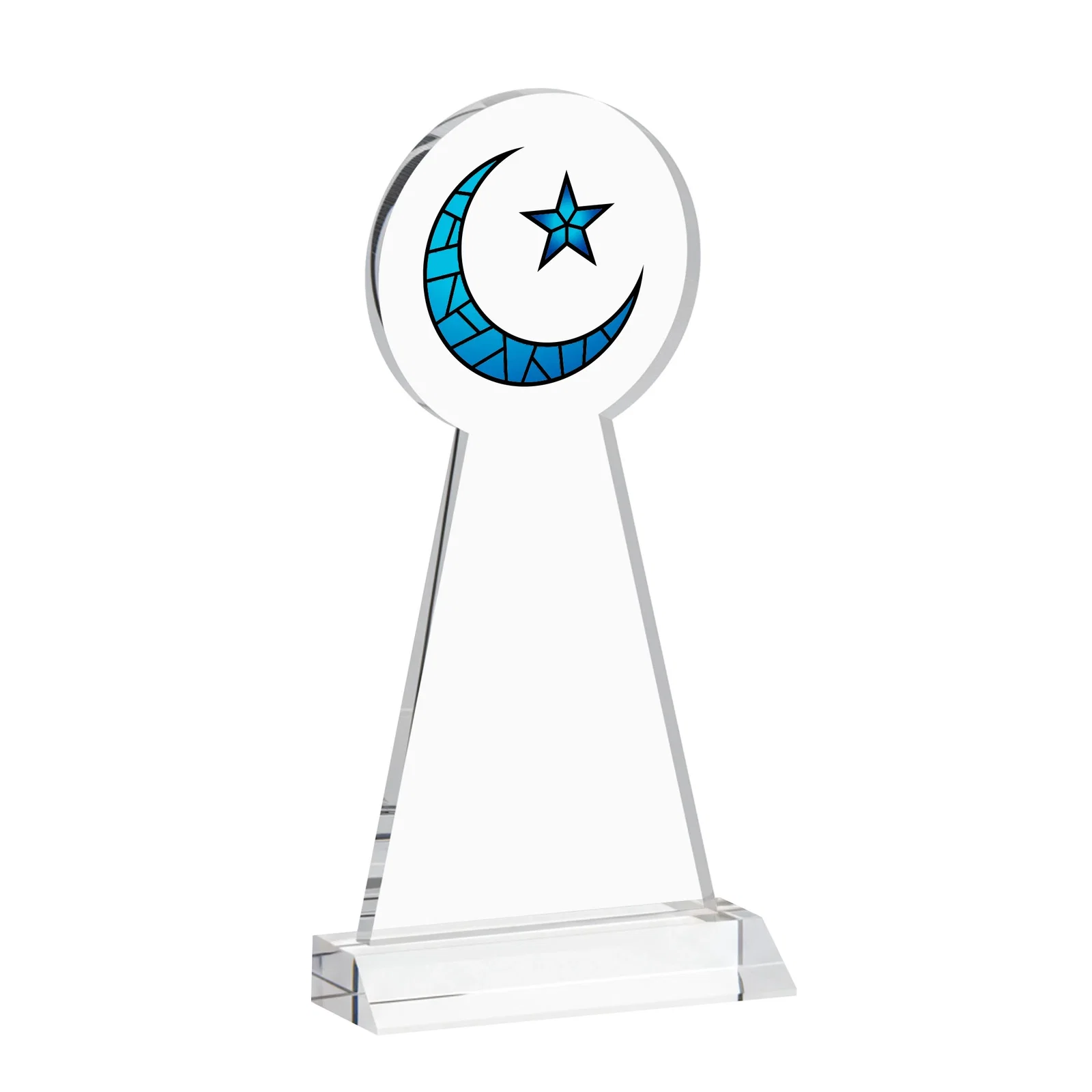 Branded Starfire Crescent and Star Award on a Front-Mitered Base, with your logo for employee recognition