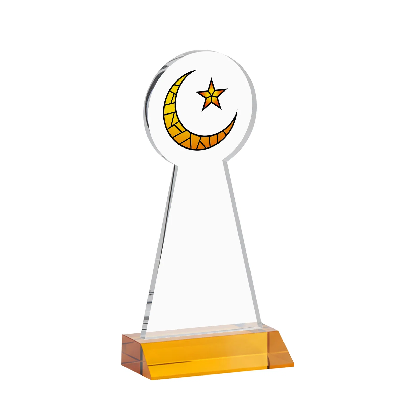 Branded Starfire Crescent and Star Award on a Front-Mitered Base, with your logo for corporate award ceremonies