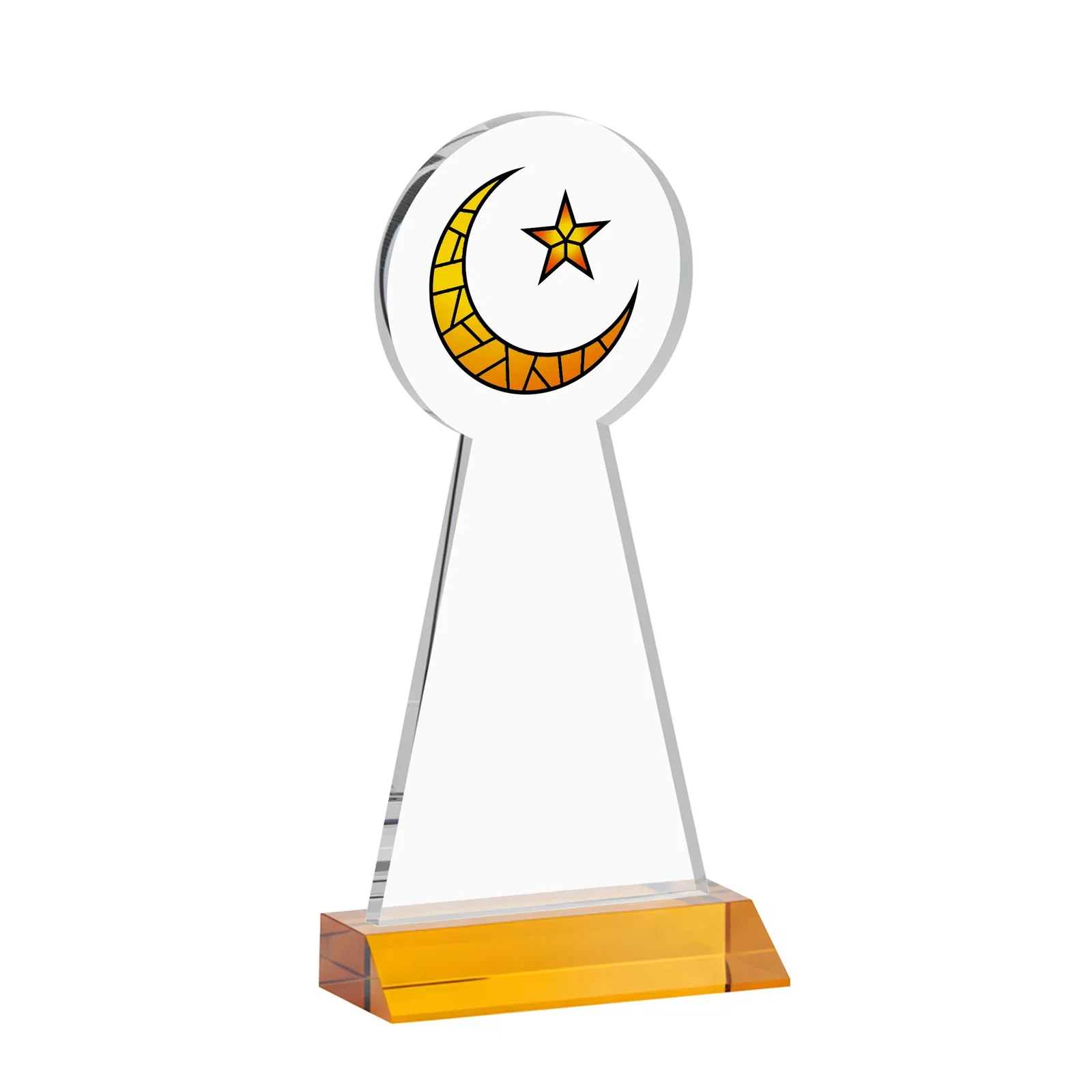 Branded Starfire Crescent and Star Award on a Front-Mitered Base, with your logo for service anniversary gifts