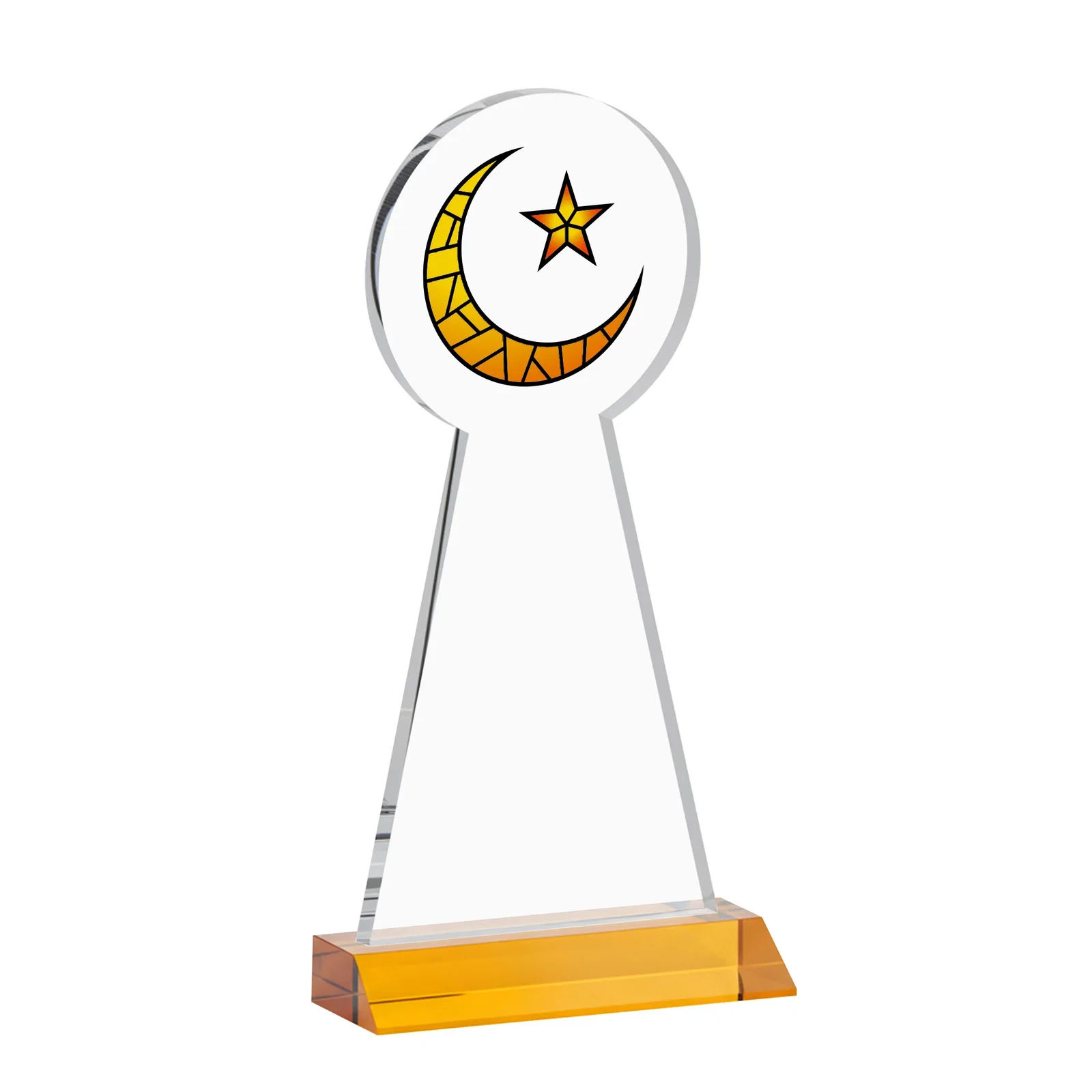 Branded Starfire Crescent and Star Award on a Front-Mitered Base, with your logo for sales achievement awards