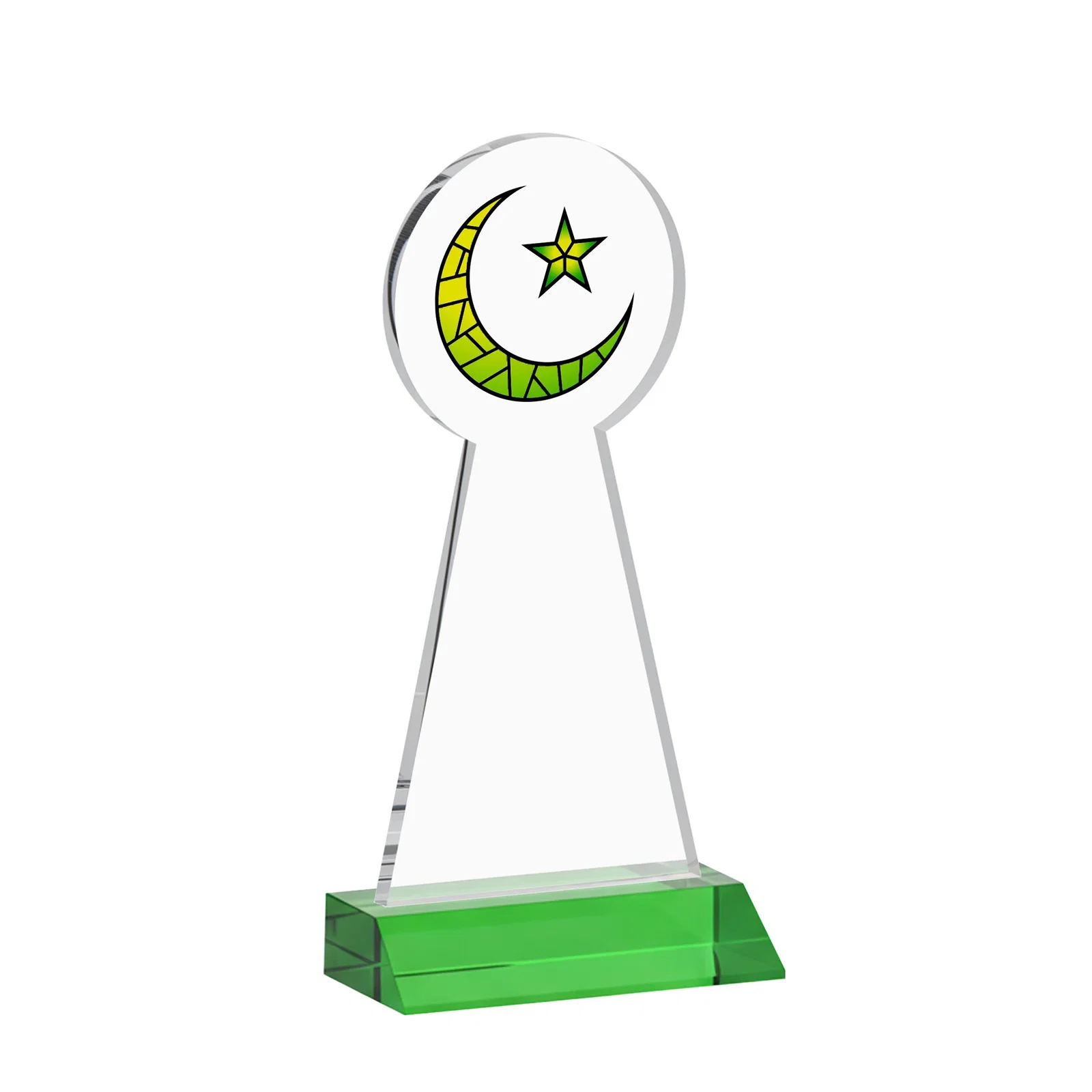 Branded Starfire Crescent and Star Award on a Front-Mitered Base, with your logo for retirement presentations