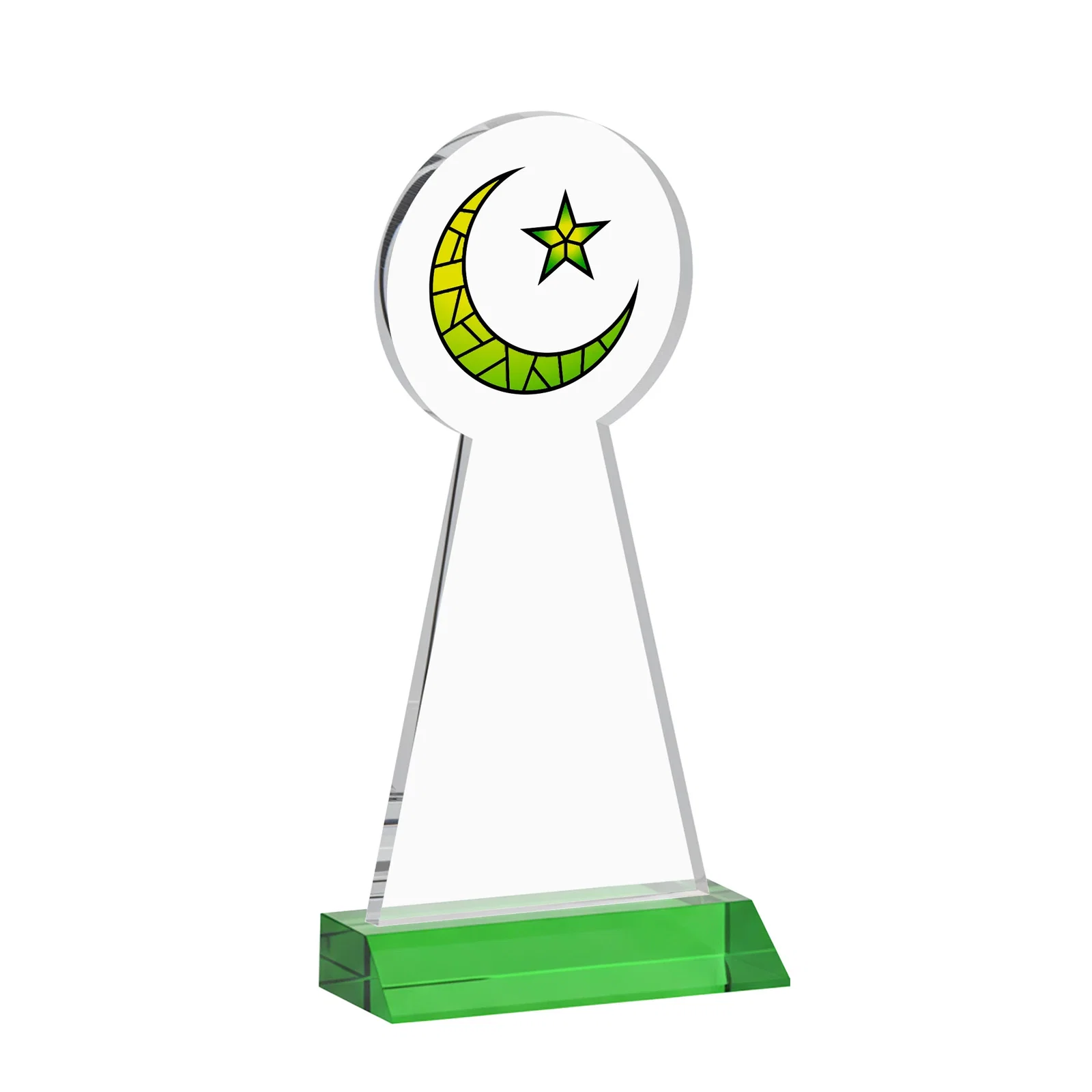 Branded Starfire Crescent and Star Award on a Front-Mitered Base, with your logo for team milestone celebrations