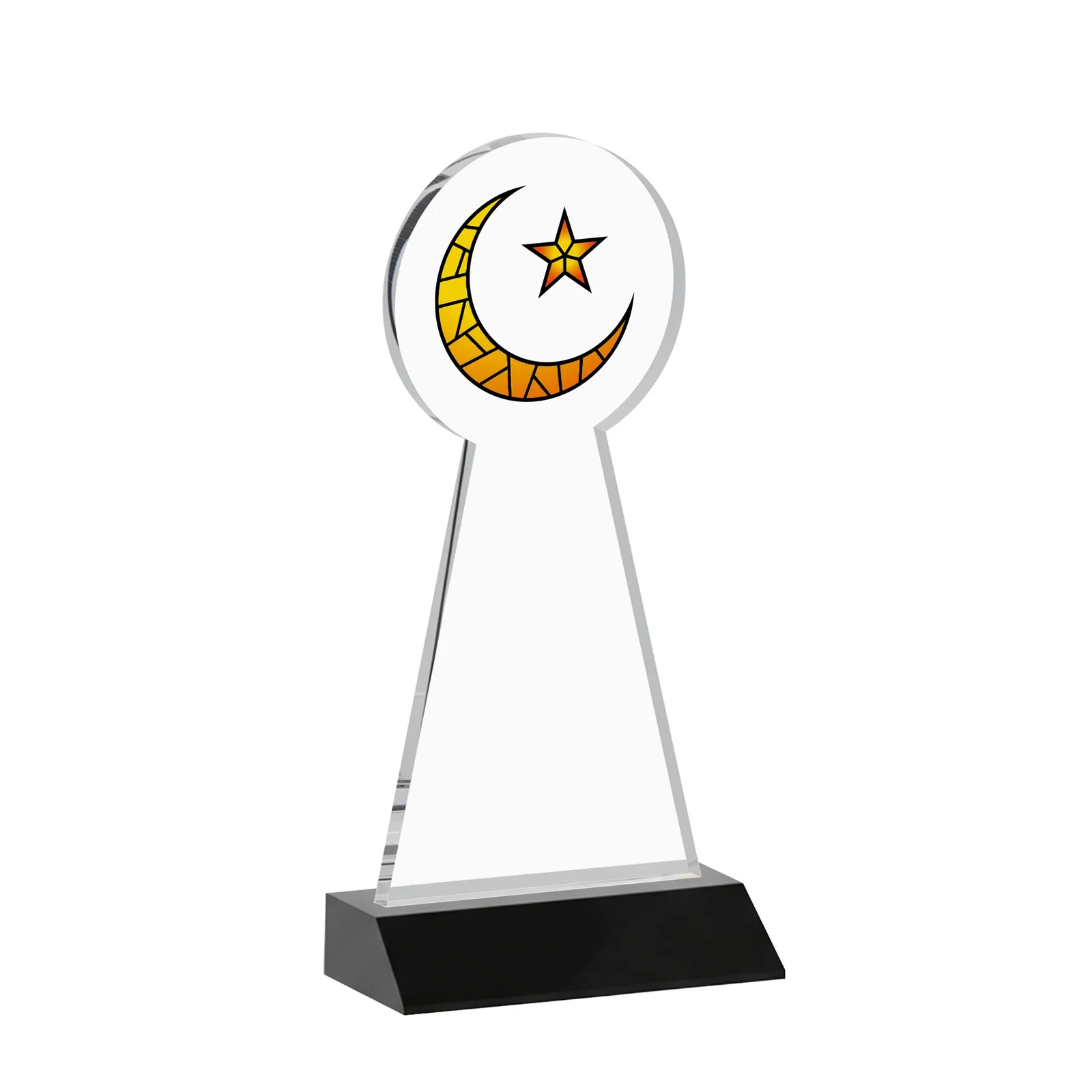 Branded Starfire Crescent and Star Award on a Front-Mitered Base, with your logo for graduation ceremonies