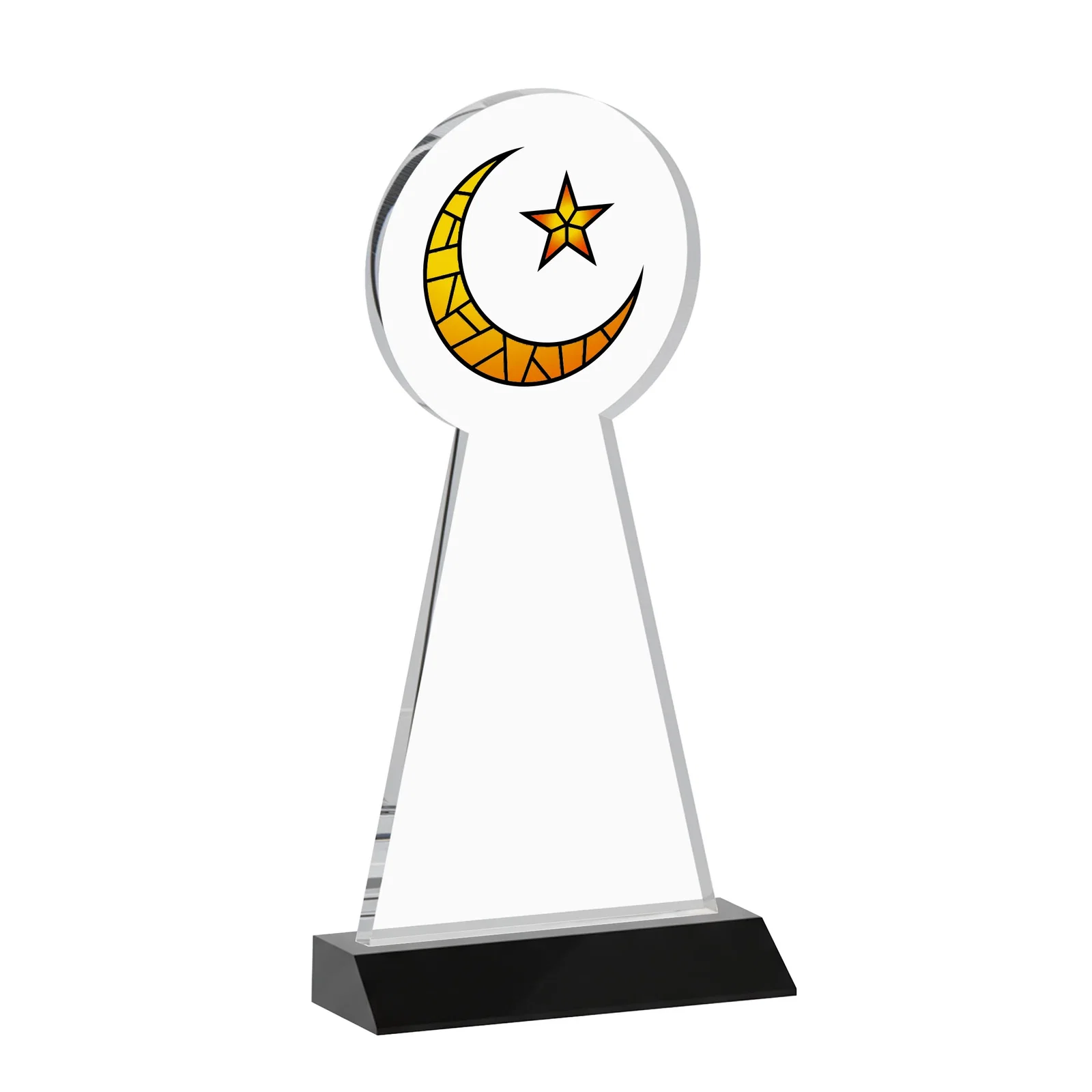 Branded Starfire Crescent and Star Award on a Front-Mitered Base, with your logo for volunteer appreciation
