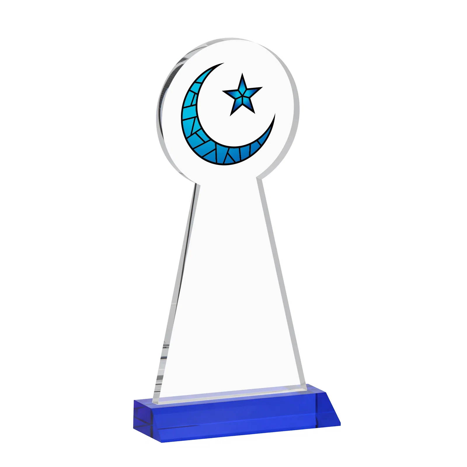 Custom printed Starfire Crescent and Star Award on a Front-Mitered Base, with your logo for employee recognition