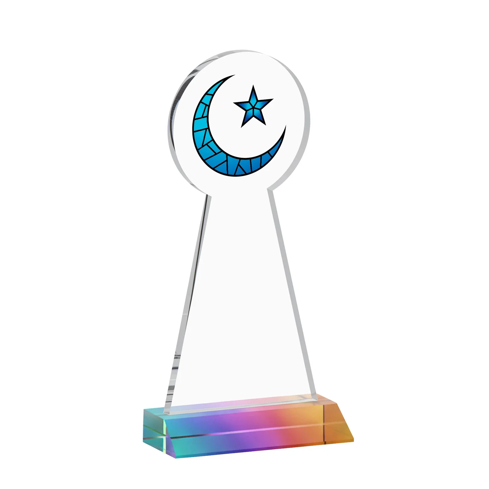 Custom printed Starfire Crescent and Star Award on a Front-Mitered Base, with your logo for service anniversary gifts