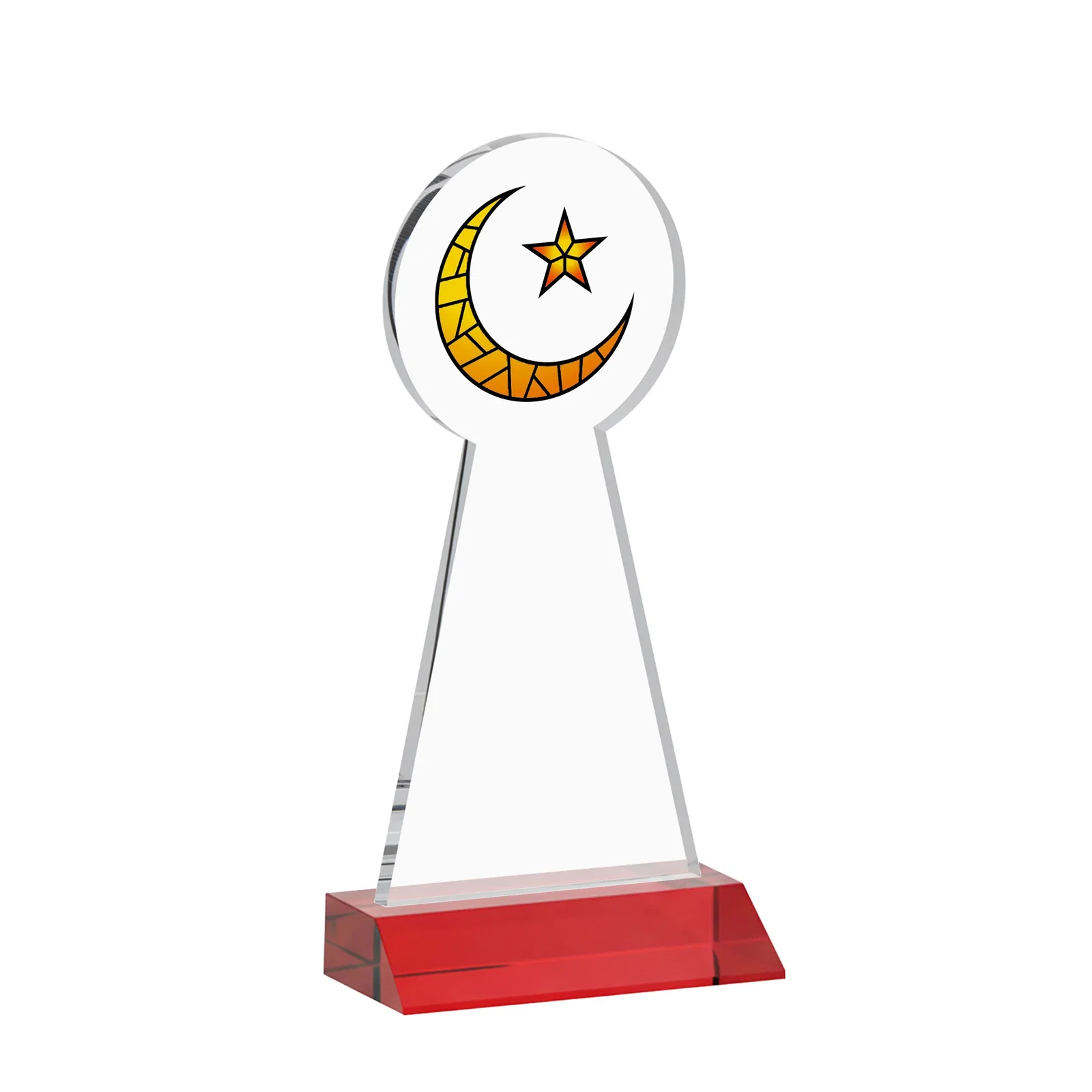 Custom printed Starfire Crescent and Star Award on a Front-Mitered Base, with your logo for retirement presentations