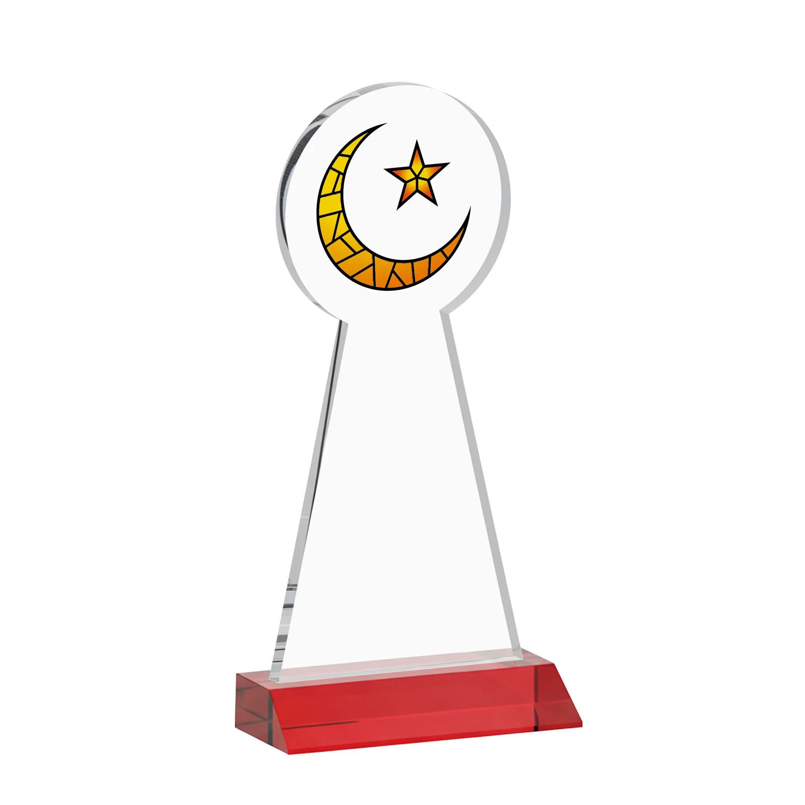 Custom printed Starfire Crescent and Star Award on a Front-Mitered Base, with your logo for team milestone celebrations