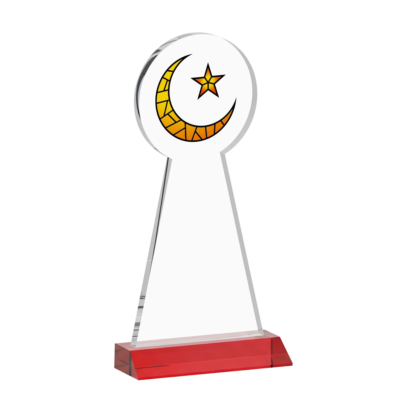 Custom printed Starfire Crescent and Star Award on a Front-Mitered Base, with your logo for donor appreciation