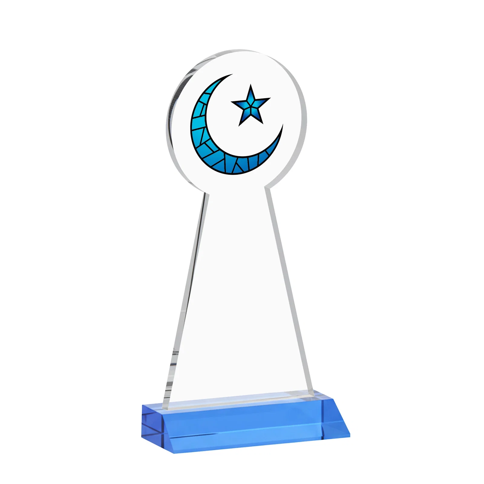 Custom printed Starfire Crescent and Star Award on a Front-Mitered Base, with your logo for safety achievement programs