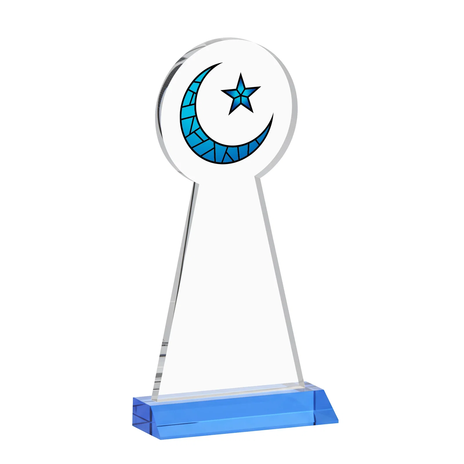 Custom printed Starfire Crescent and Star Award on a Front-Mitered Base, with your logo for volunteer appreciation