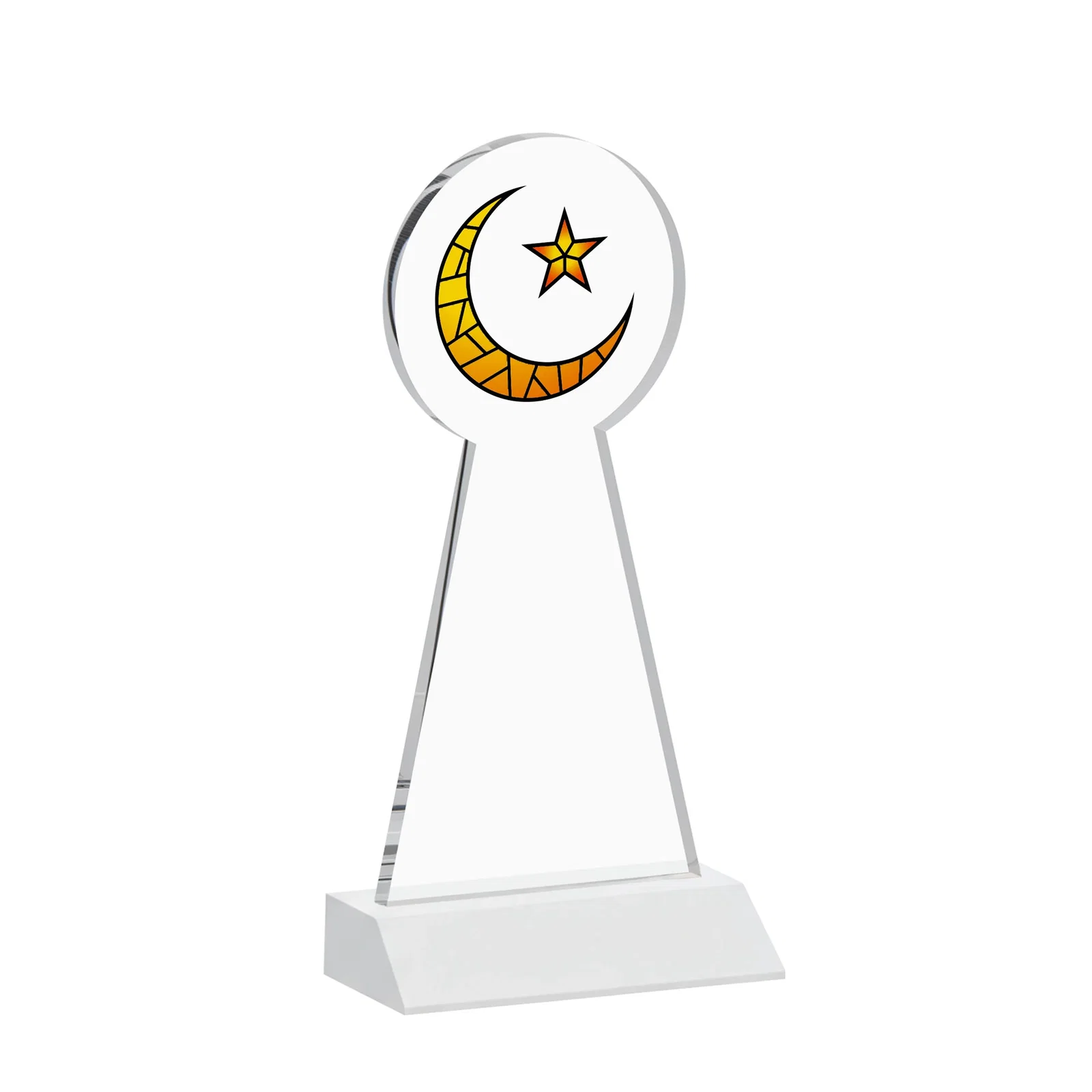 Custom printed Starfire Crescent and Star Award on a Front-Mitered Base, with your logo for dealer and partner awards