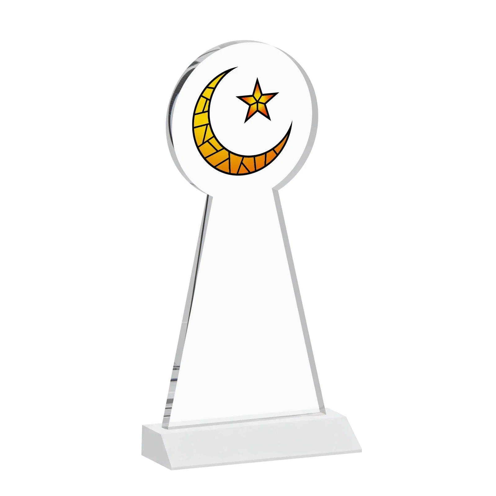 Customized Starfire Crescent and Star Award on a Front-Mitered Base, with your logo for employee recognition